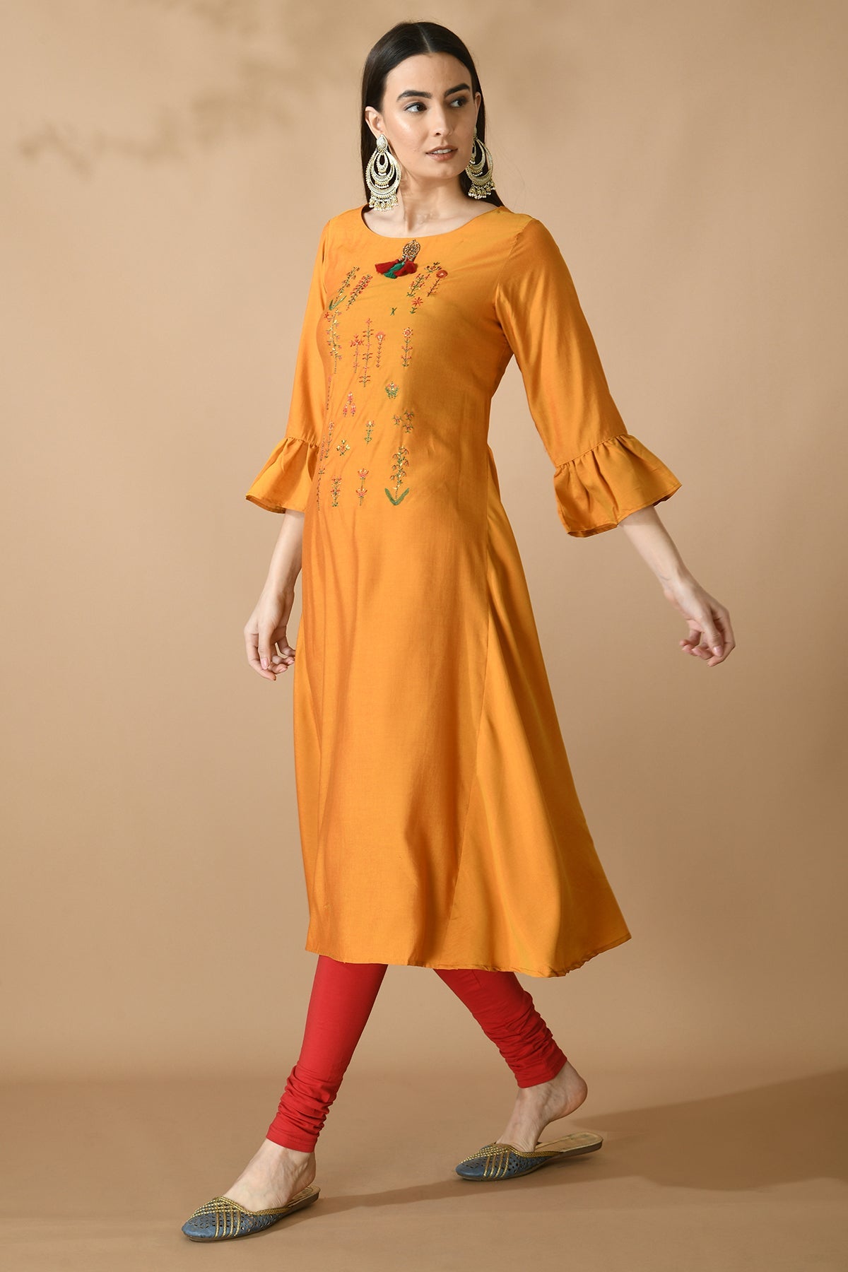 Mustard Embroidered Dress