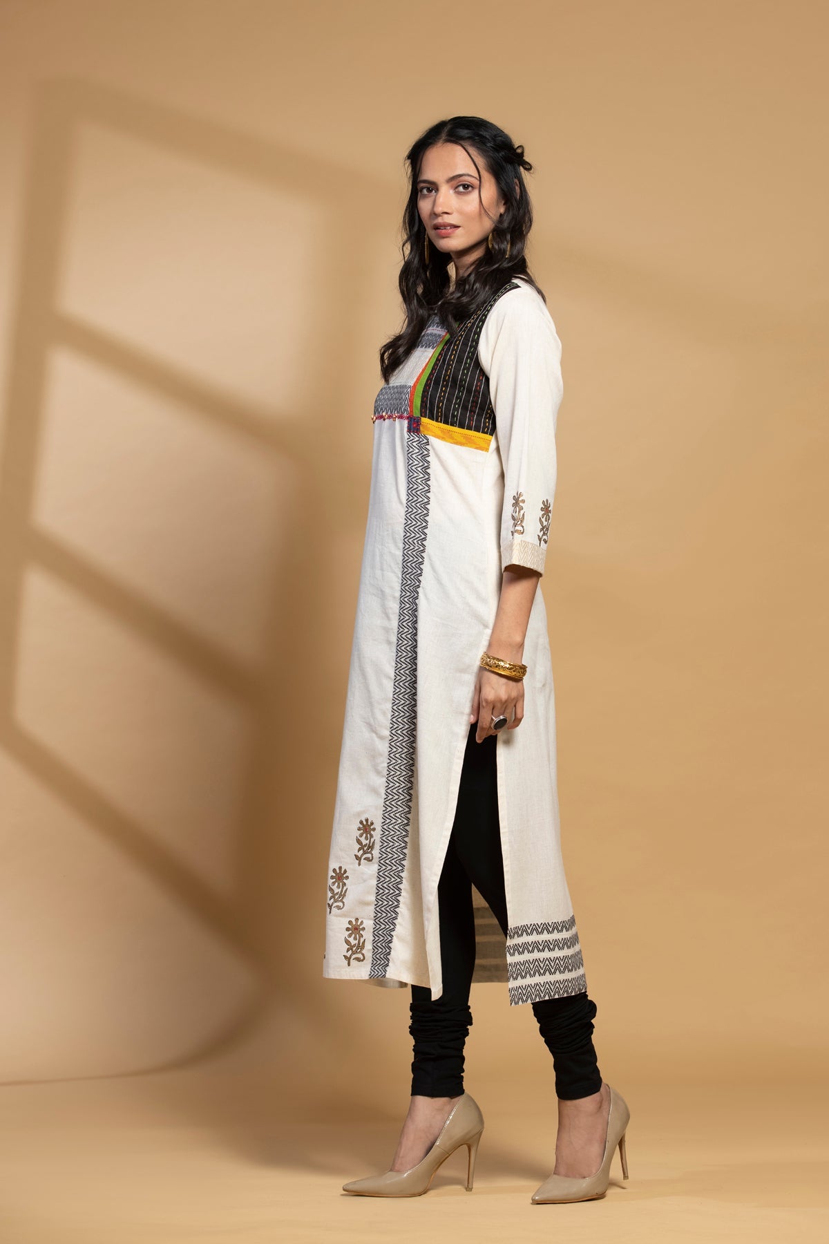 Off White Printed Kurta