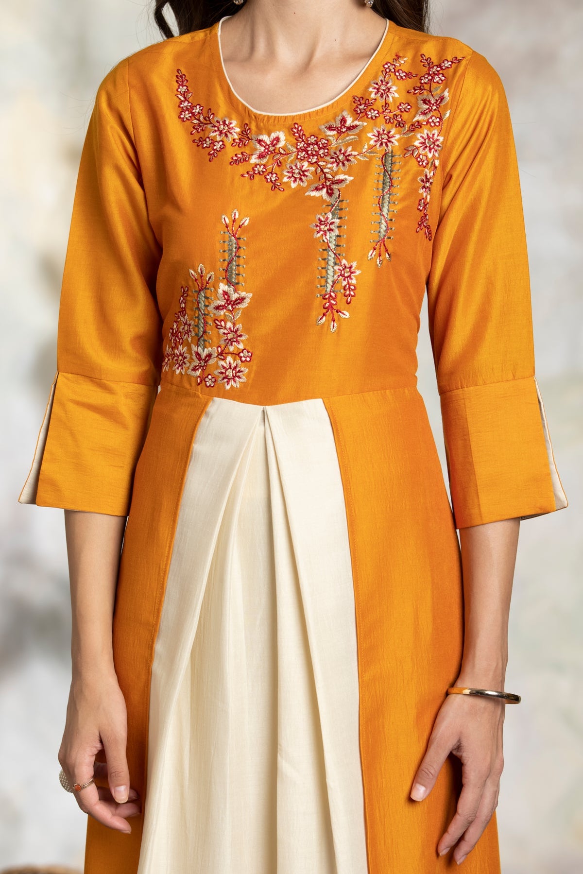 Mustard Yellow Embroidered Dress