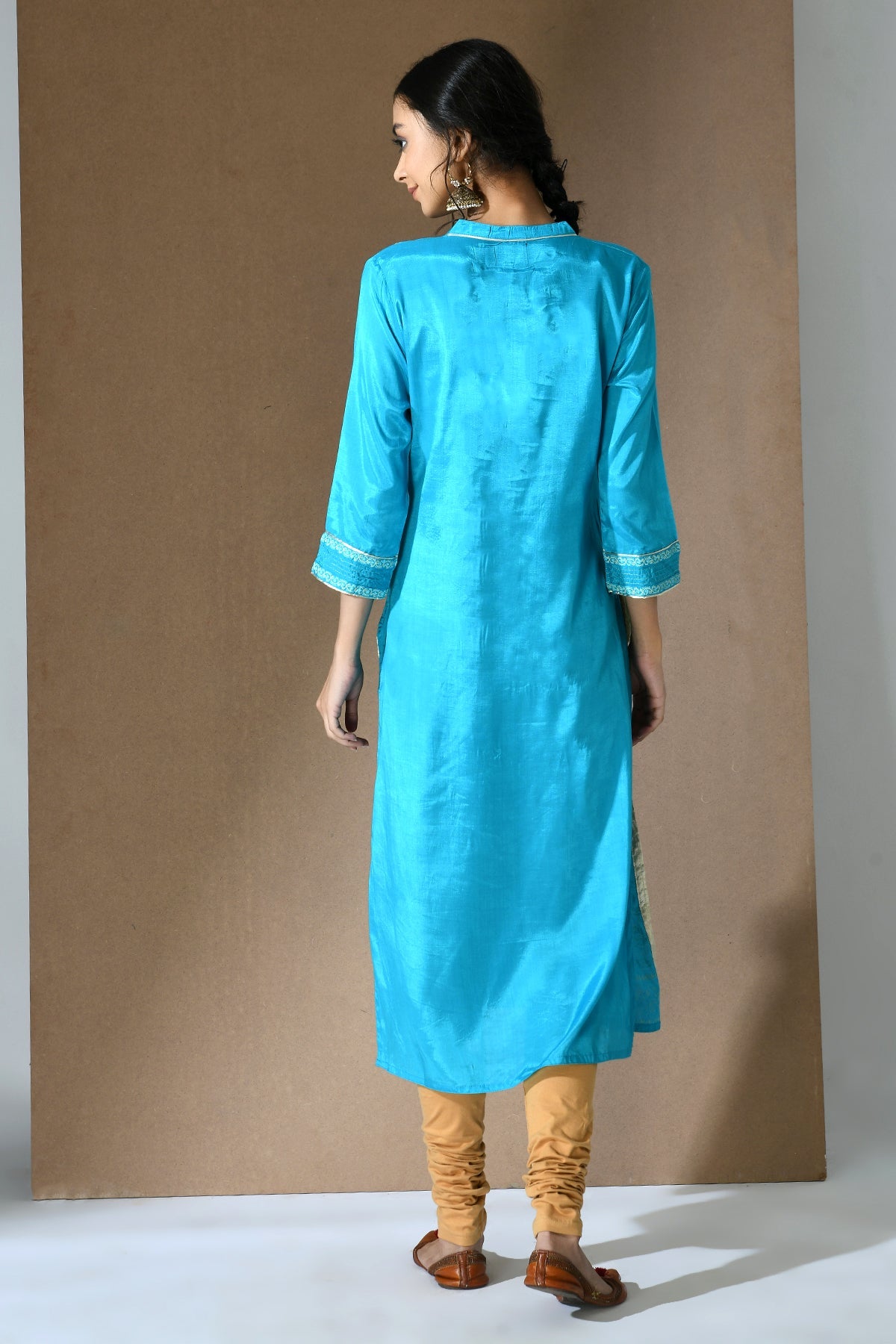 Turquoise Blue Printed Kurta