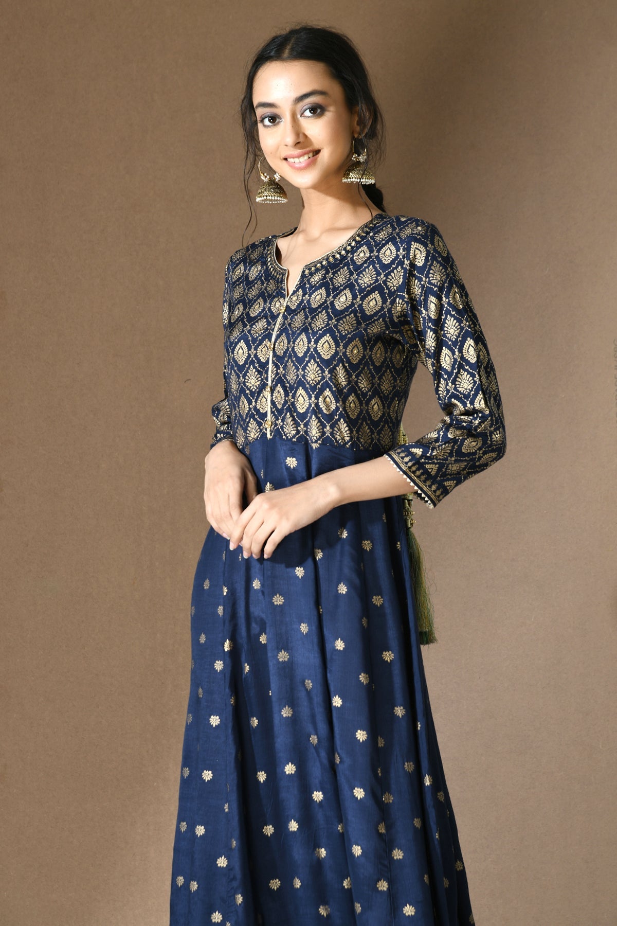 Blue Golden Printed Dress