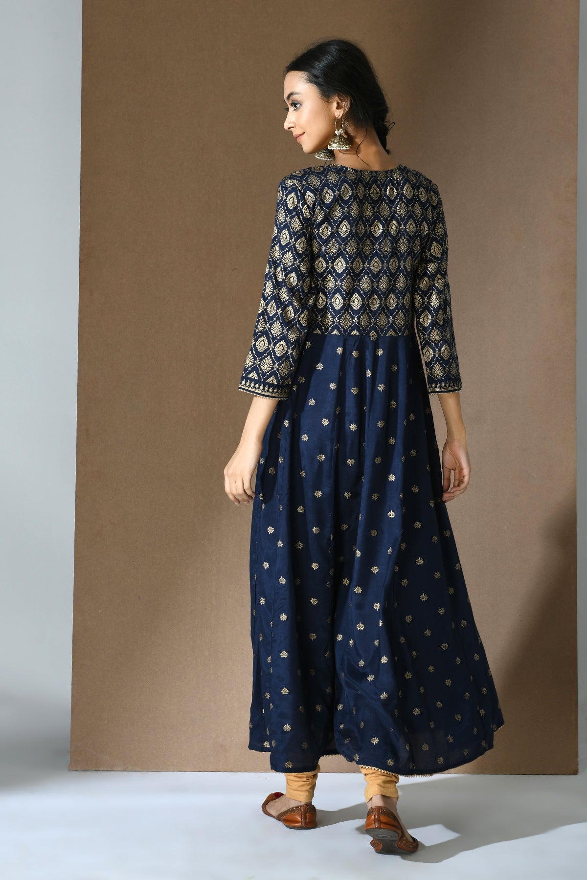 Blue Golden Printed Dress