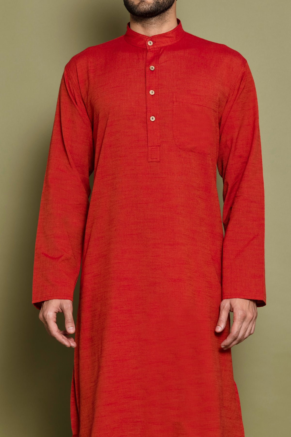 Orange Solid Kurta