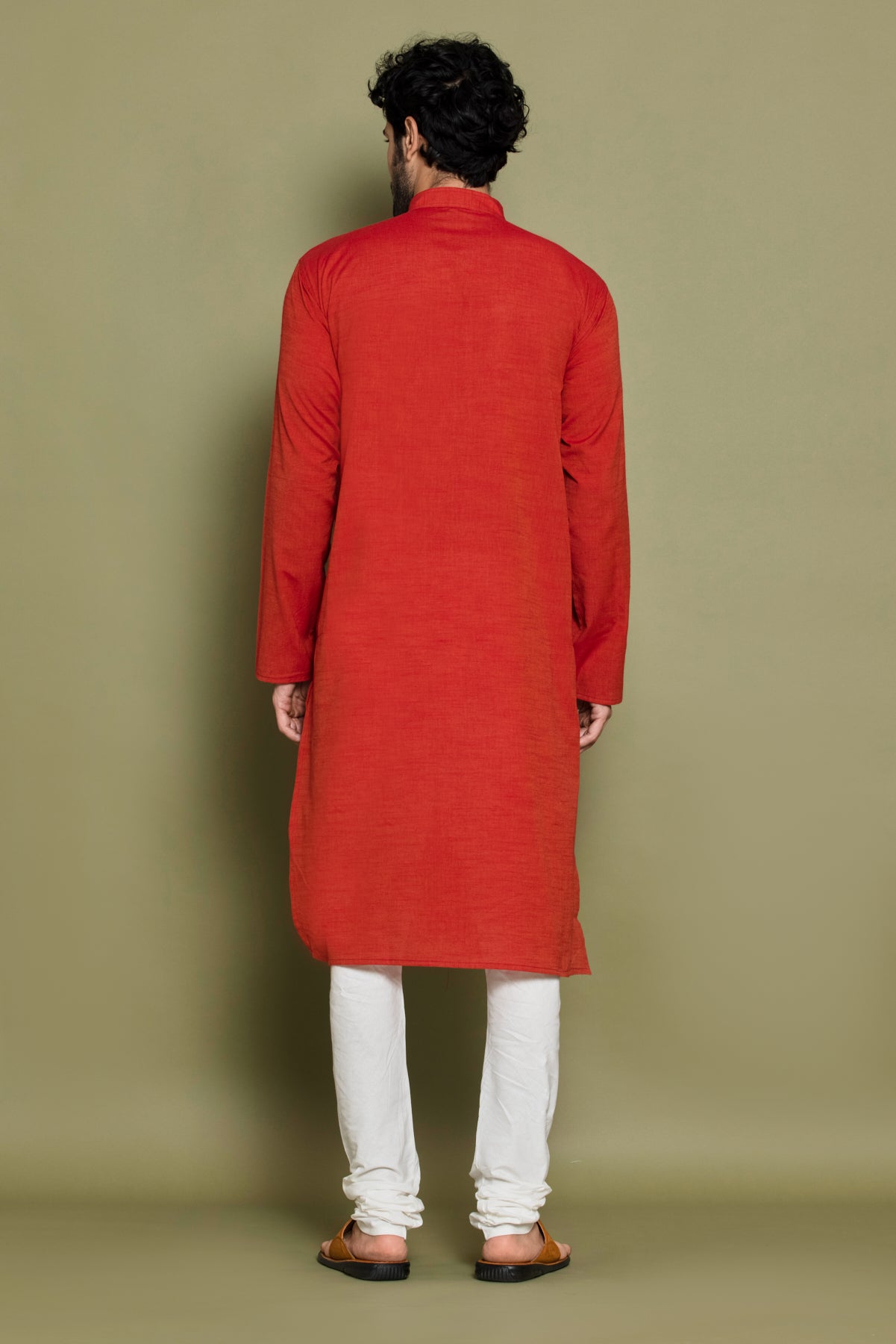 Orange Solid Kurta
