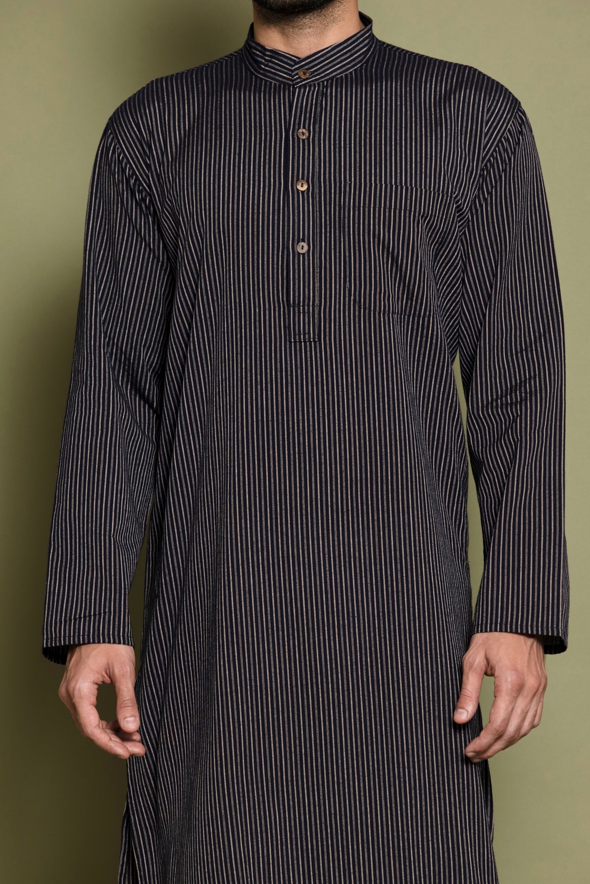 Black Beige Striped Straight Kurta