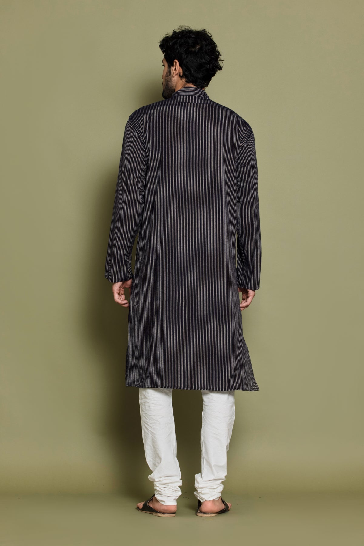 Black Beige Striped Straight Kurta