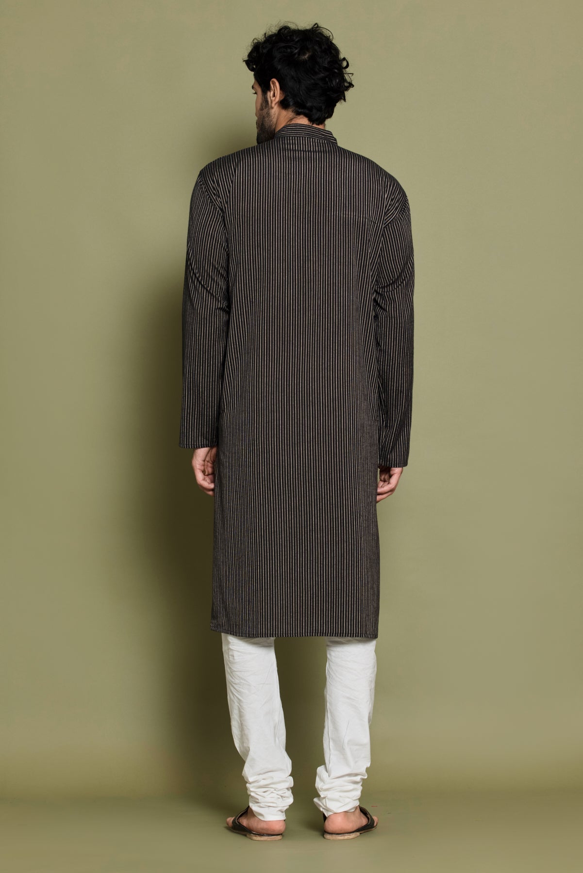 Black Striped Straight Kurta
