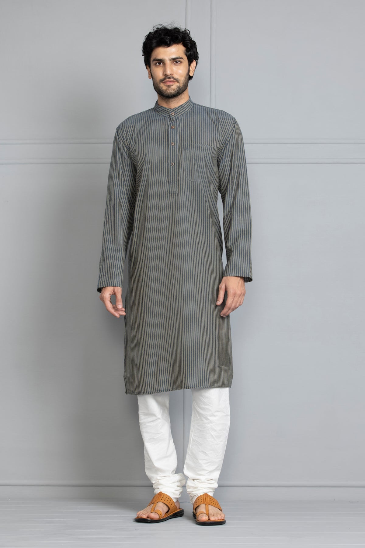 Blue Striped Straight Kurta
