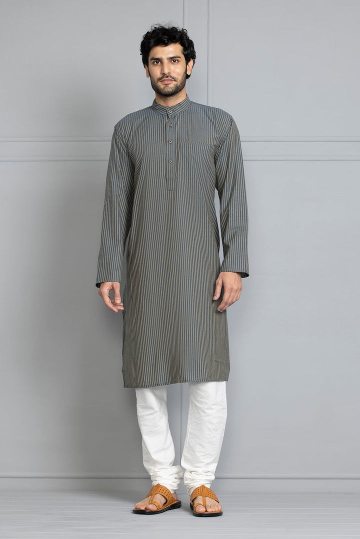 Blue Striped Straight Kurta