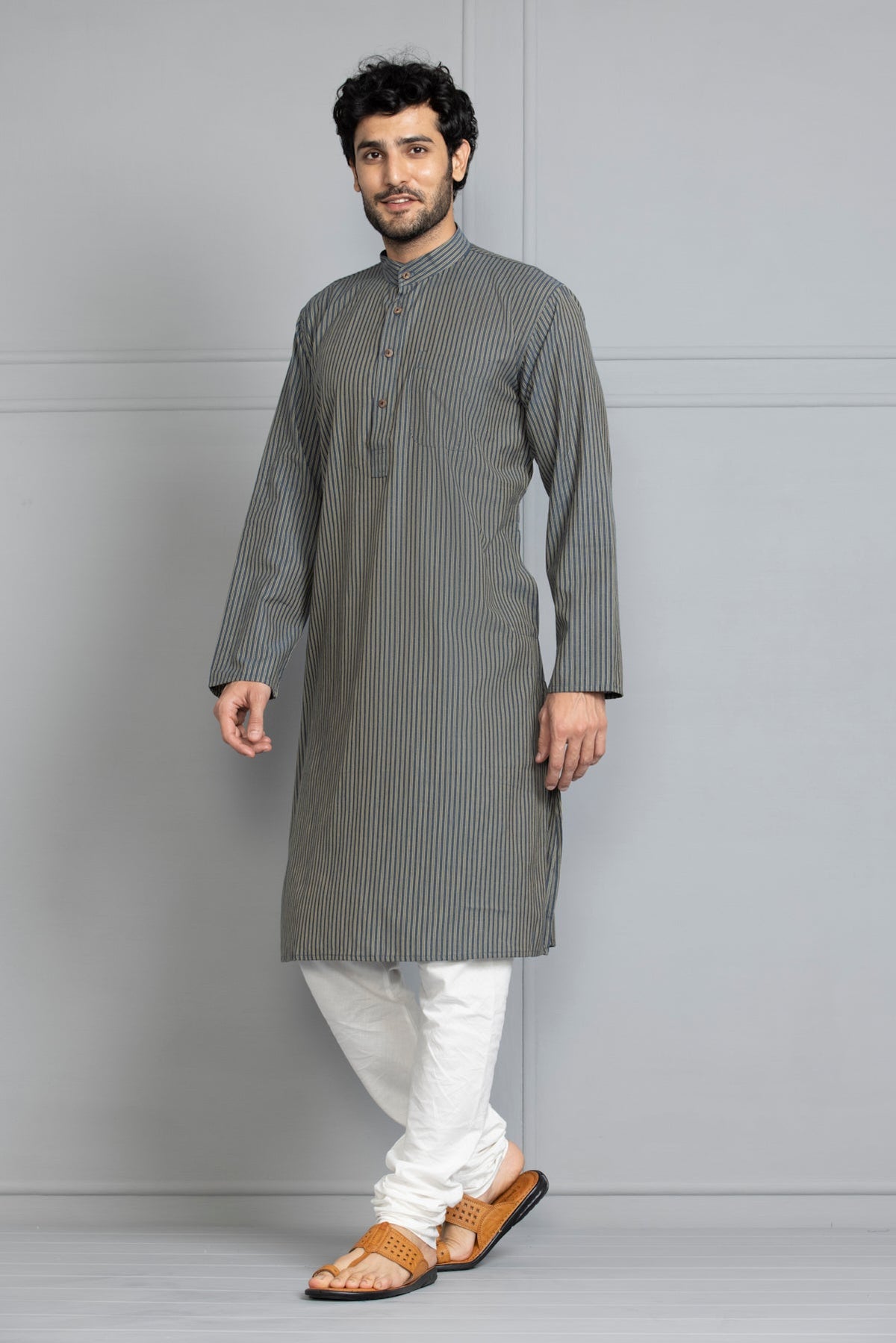 Blue Striped Straight Kurta