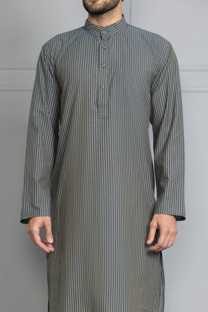 Blue Striped Straight Kurta