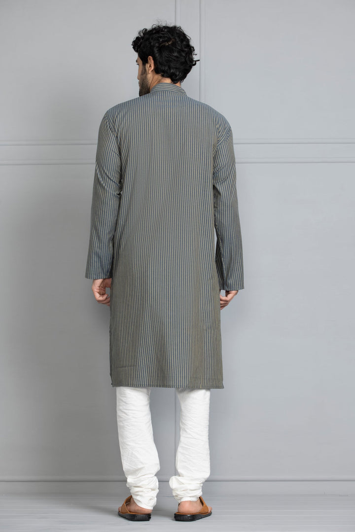 Blue Striped Straight Kurta