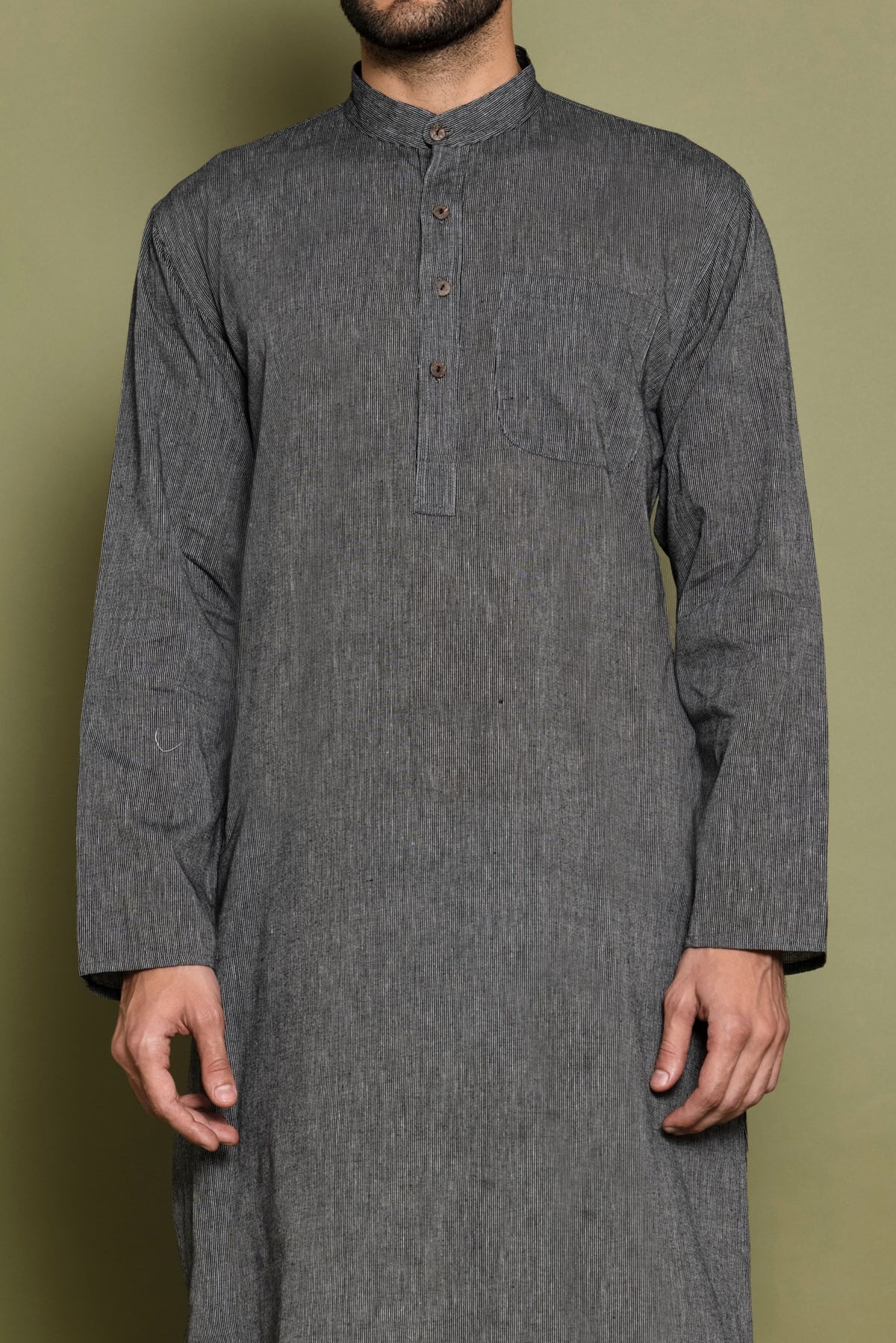 Grey Cotton Handloom Kurta