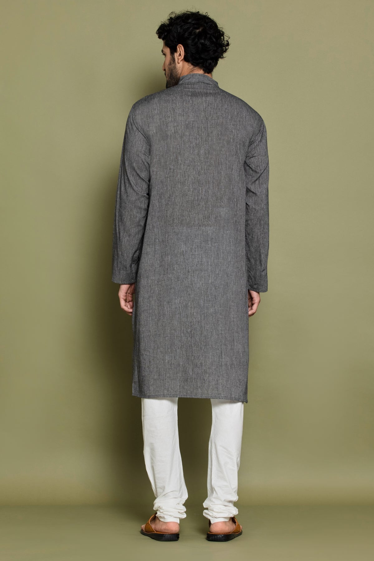 Grey Cotton Handloom Kurta