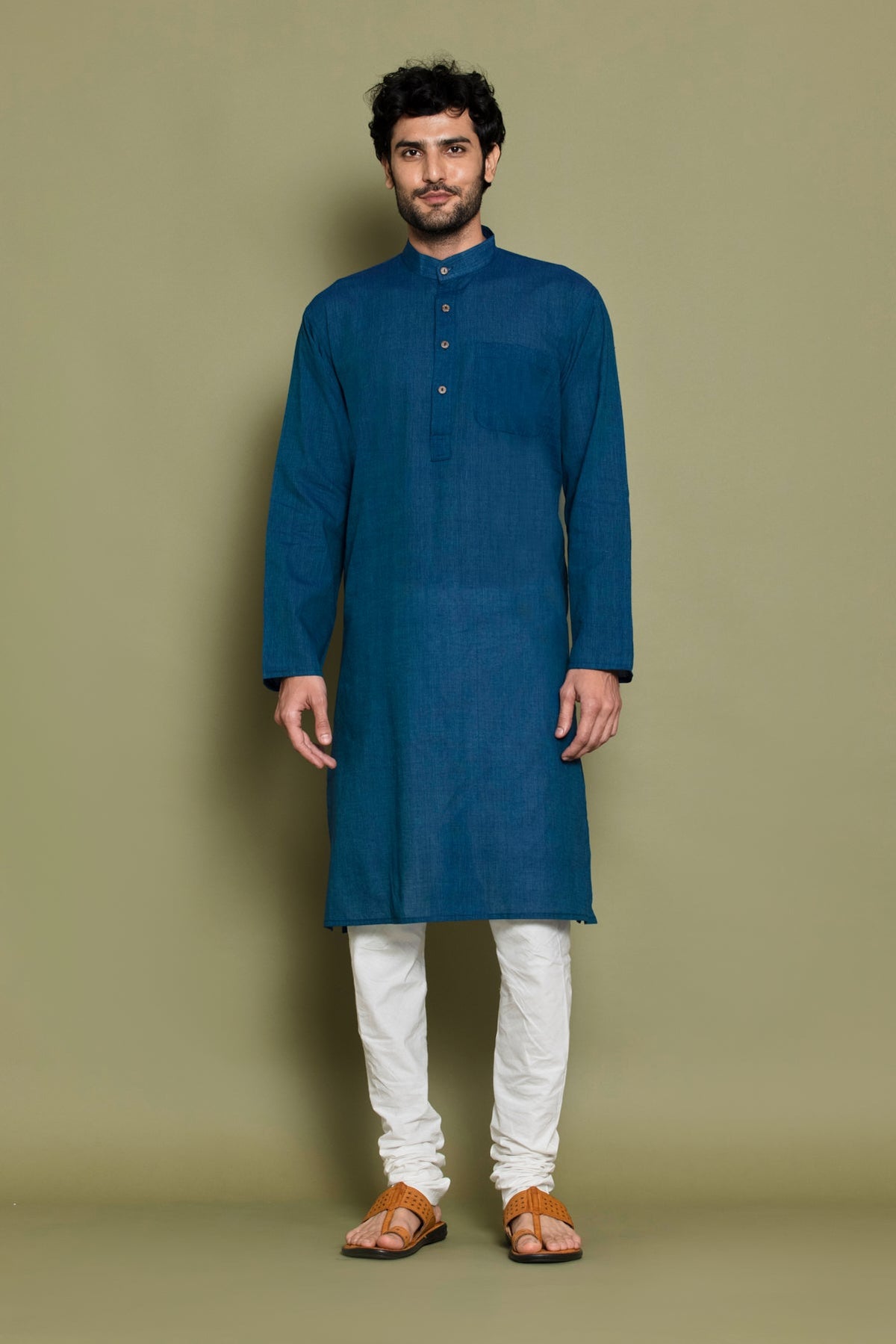 Blue Solid Straight Kurta
