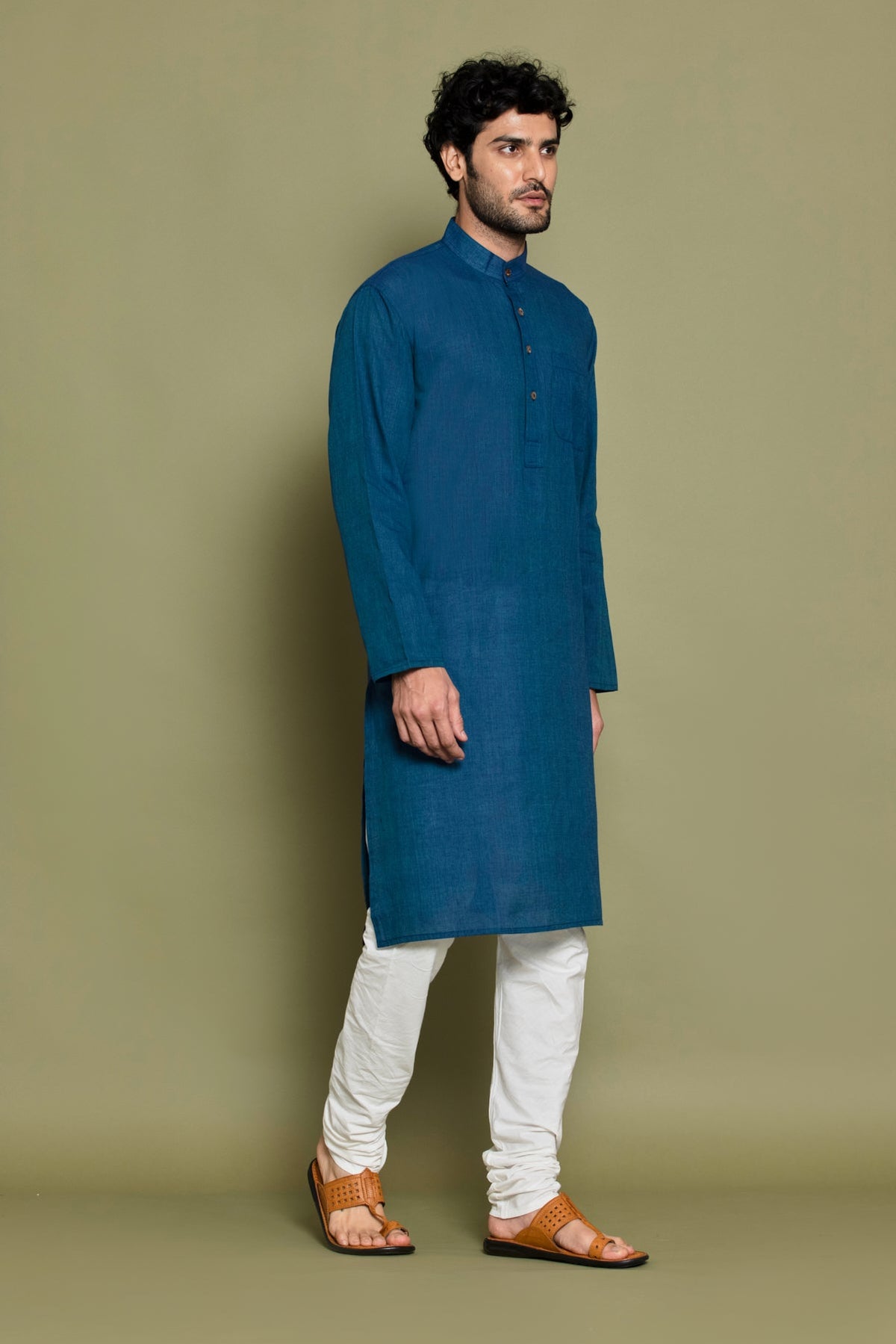 Blue Solid Straight Kurta