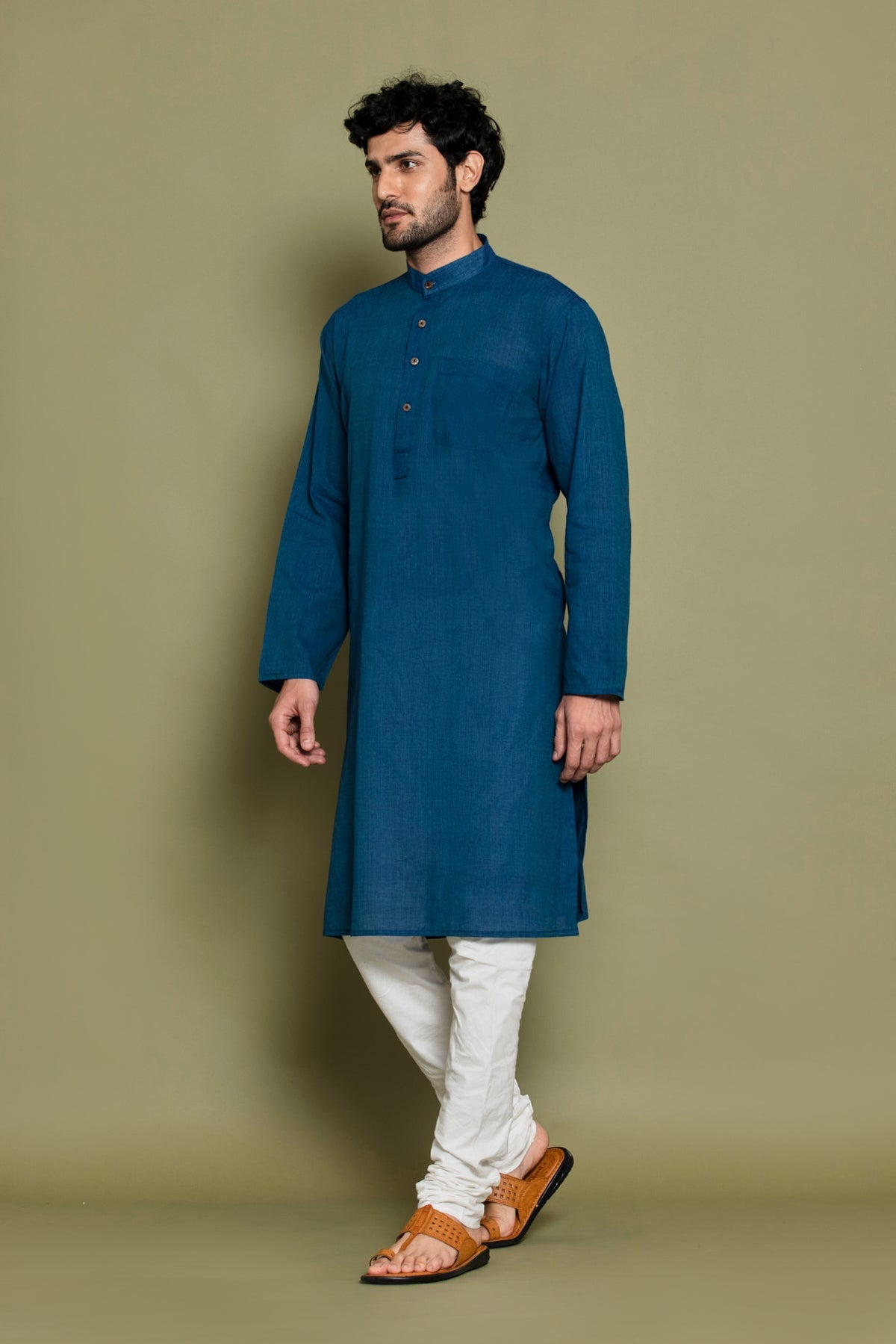 Blue Solid Straight Kurta