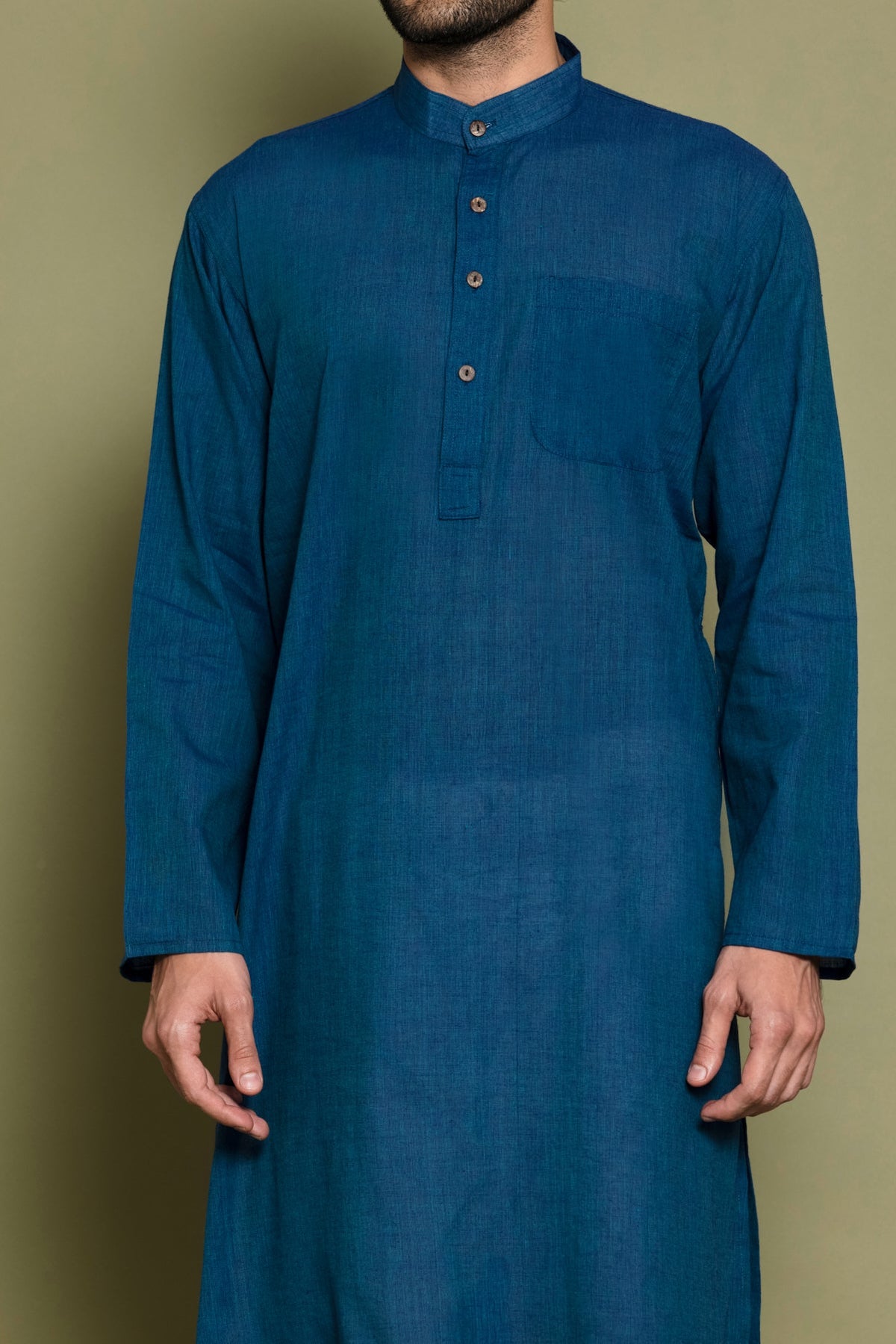 Blue Solid Straight Kurta