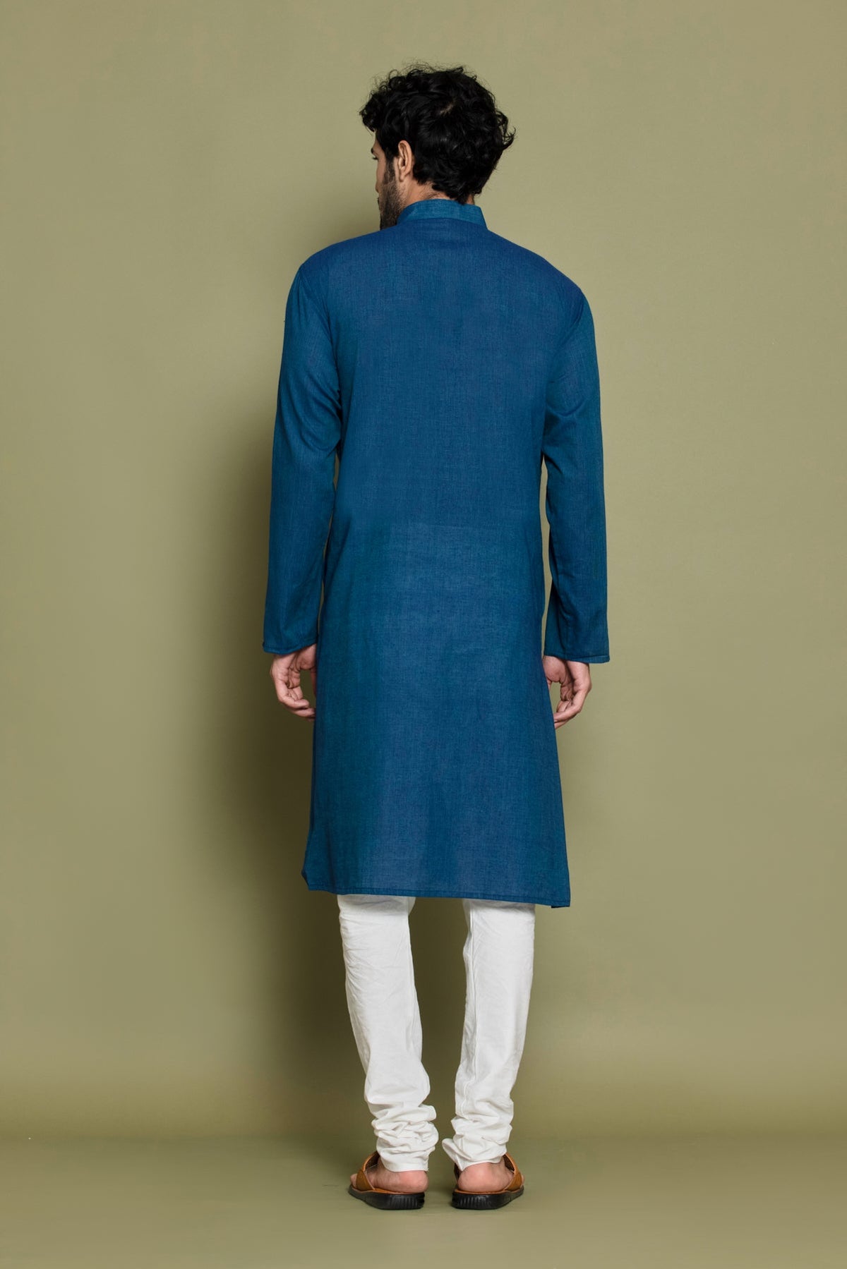 Blue Solid Straight Kurta