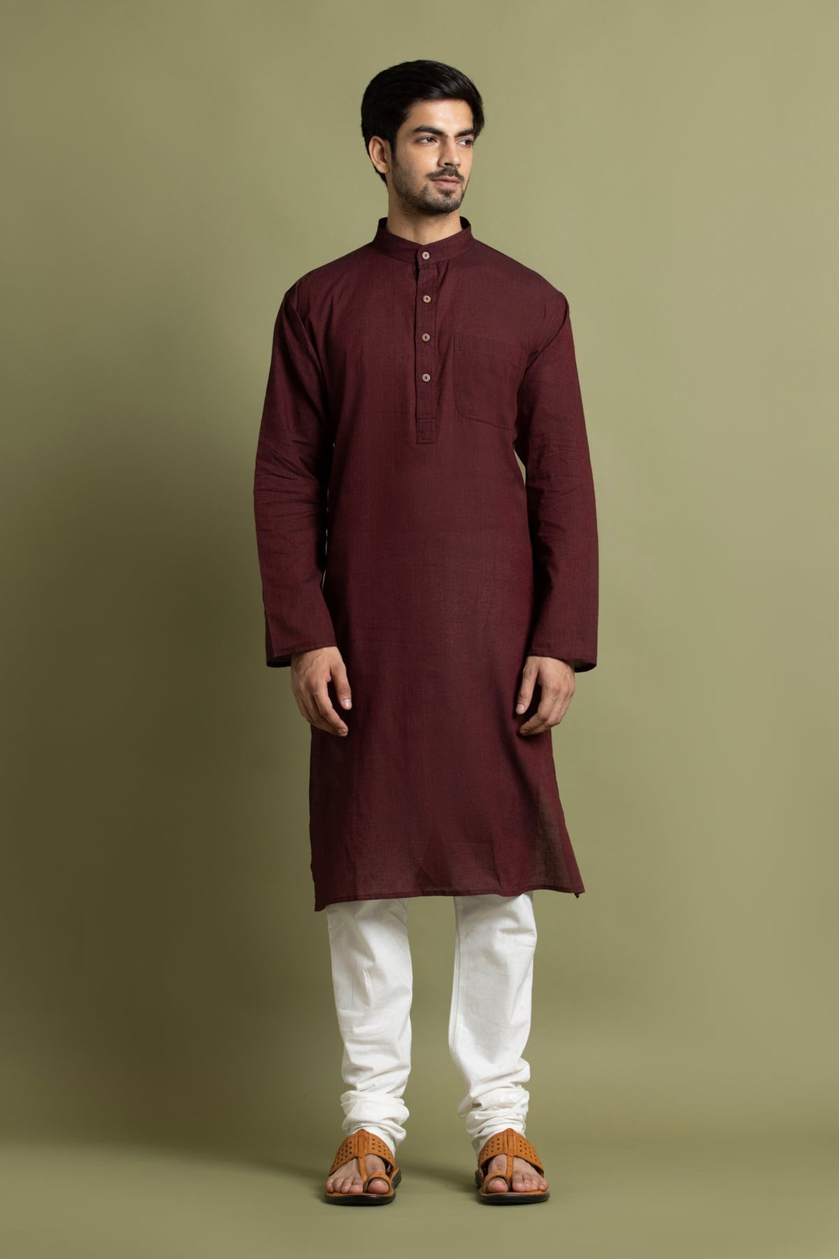 Maroon Solid Straight Kurta