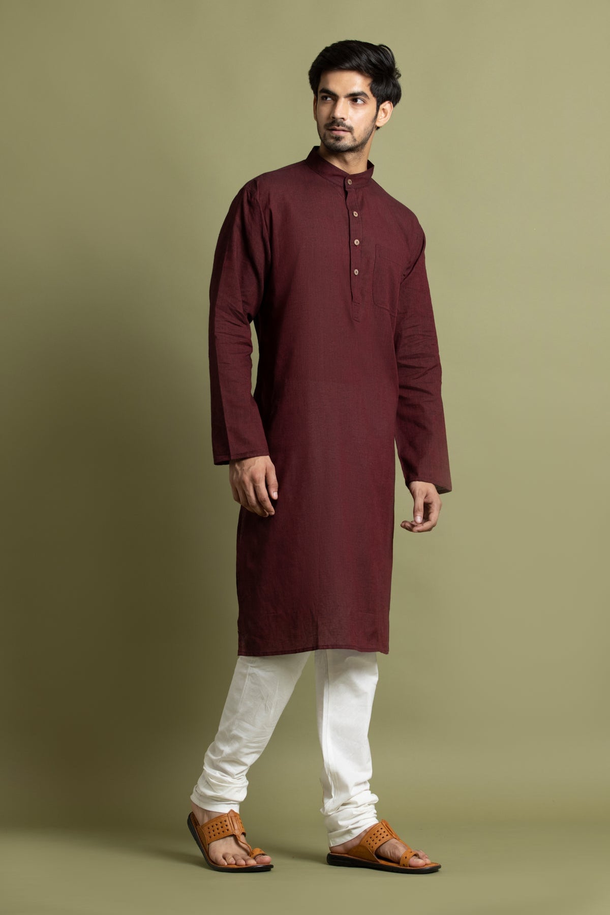 Maroon Solid Straight Kurta