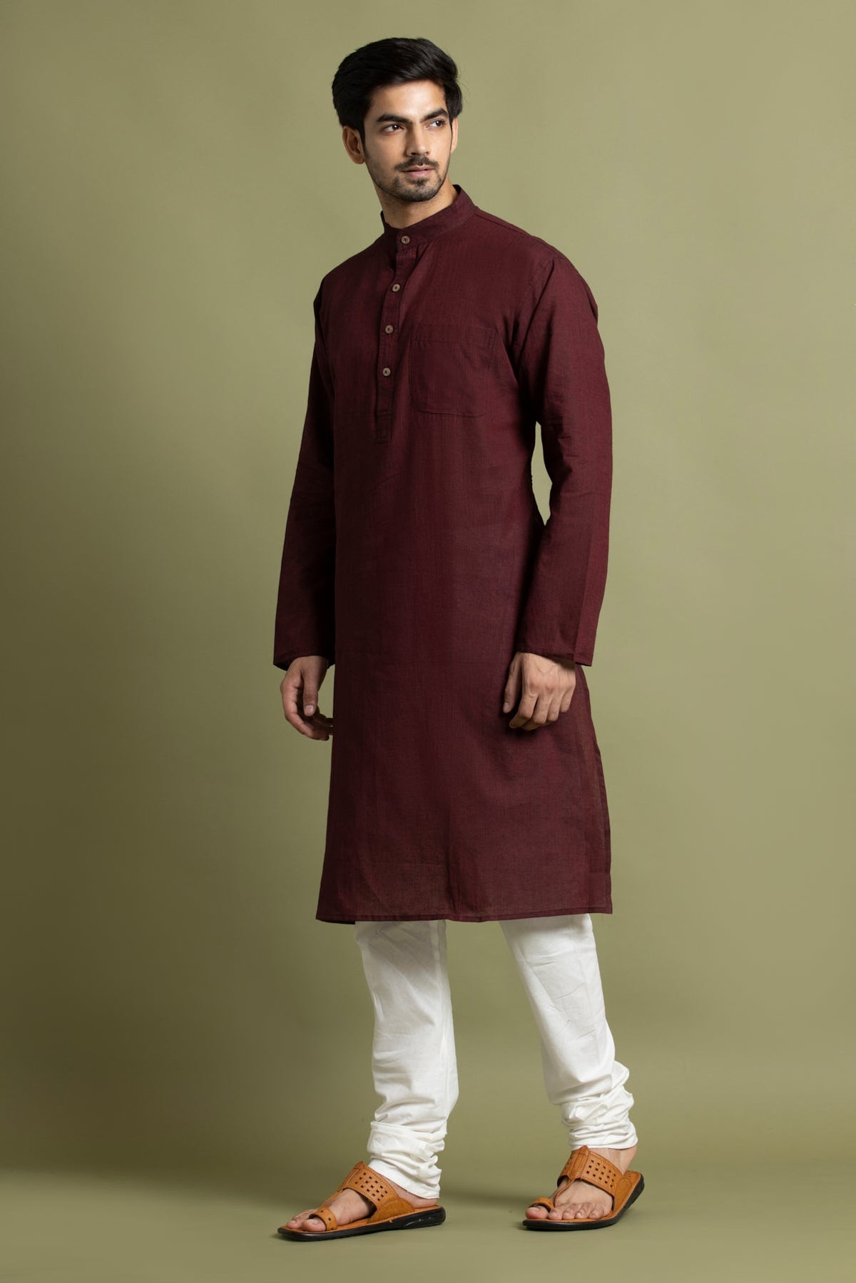 Maroon Solid Straight Kurta