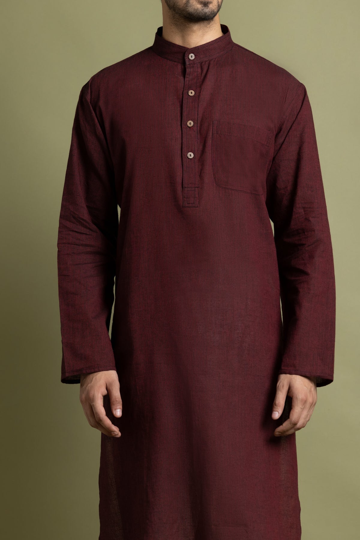 Maroon Solid Straight Kurta