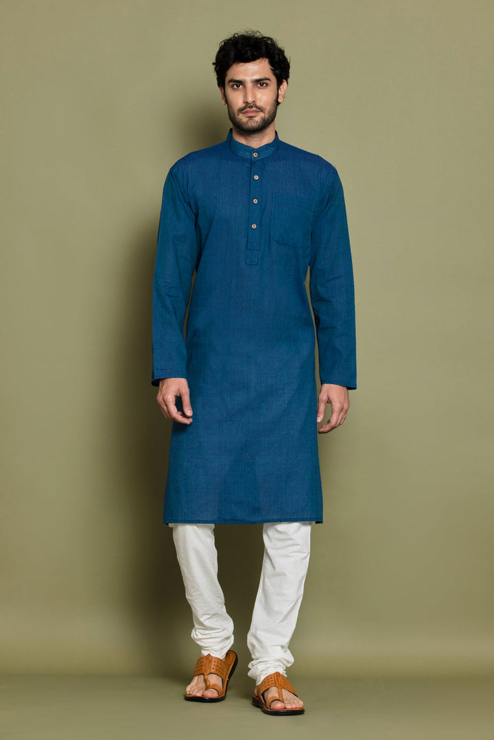 Blue Solid Straight Kurta