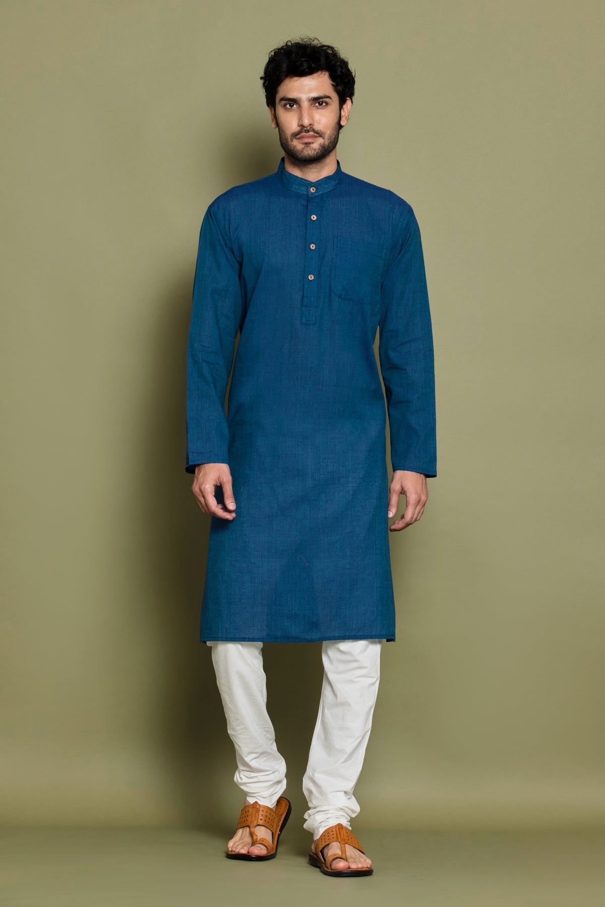 Blue Solid Straight Kurta