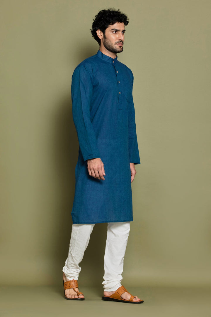 Blue Solid Straight Kurta