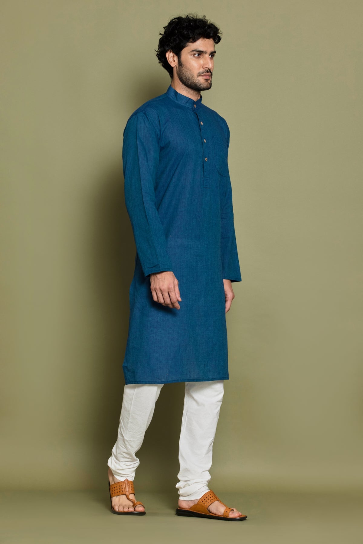 Blue Solid Straight Kurta