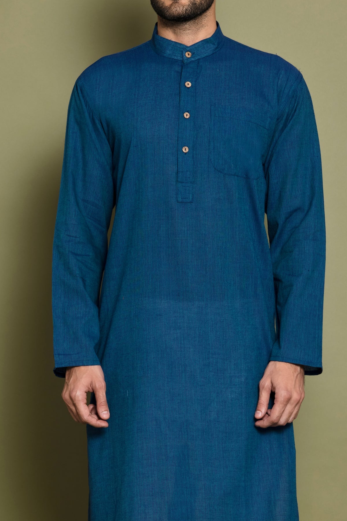 Blue Solid Straight Kurta
