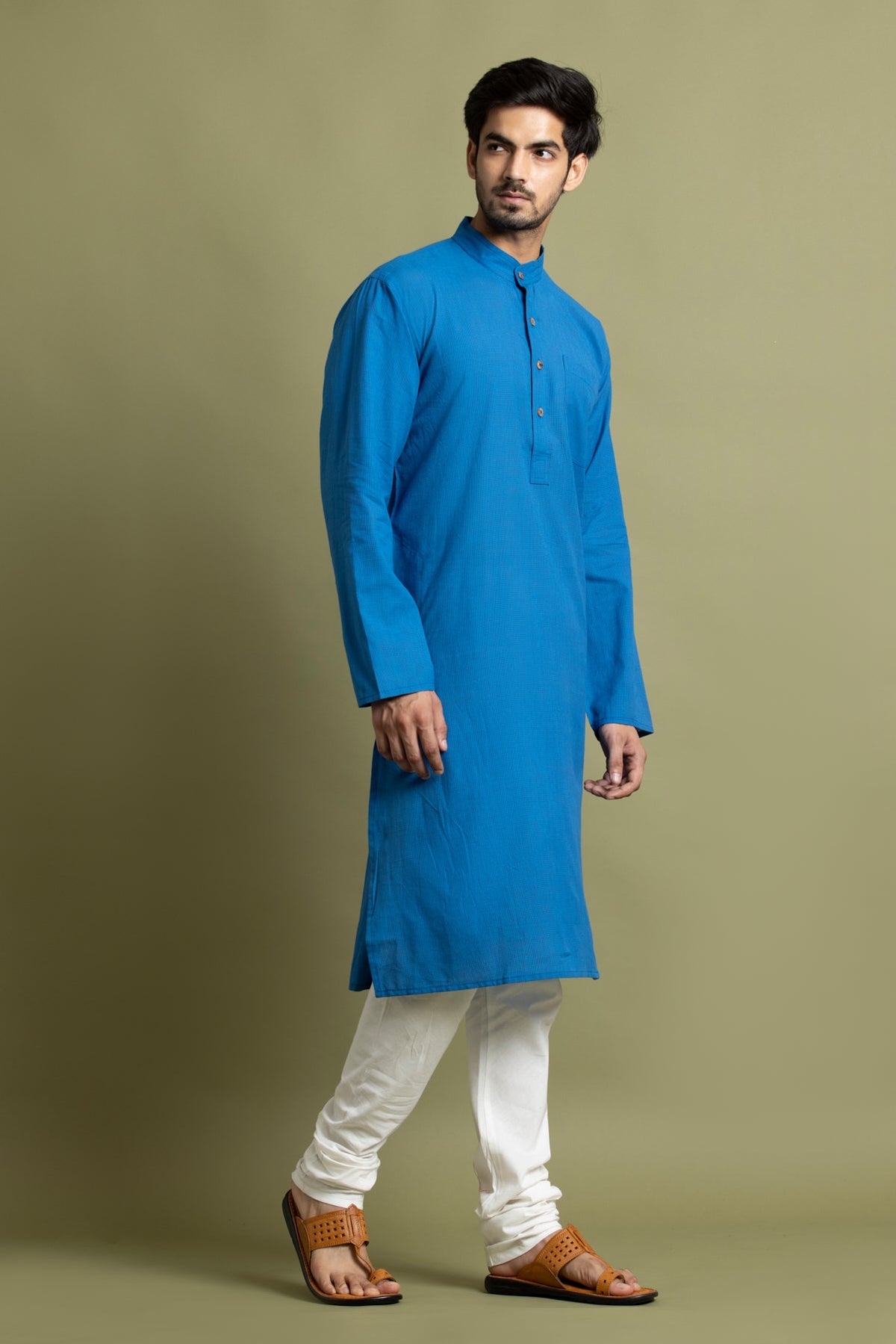 Blue Checked Straight Kurta