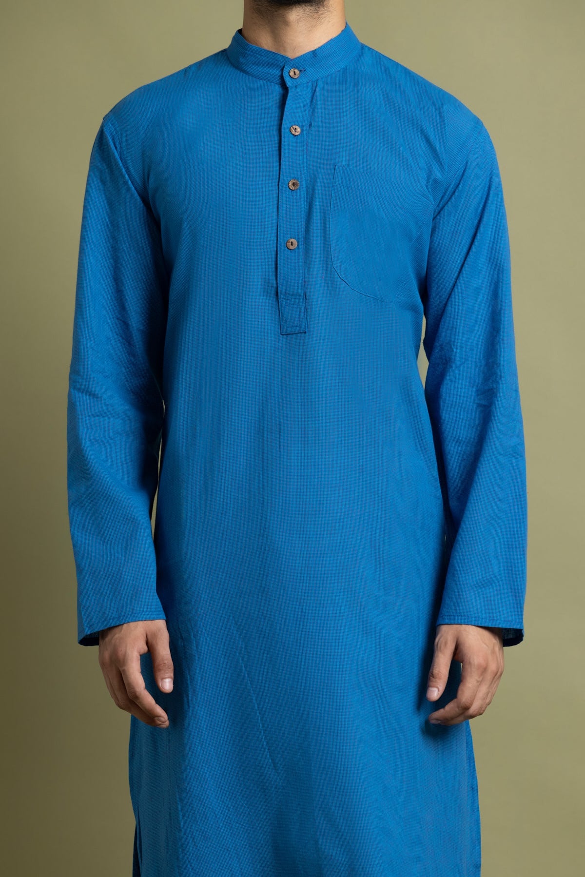 Blue Checked Straight Kurta