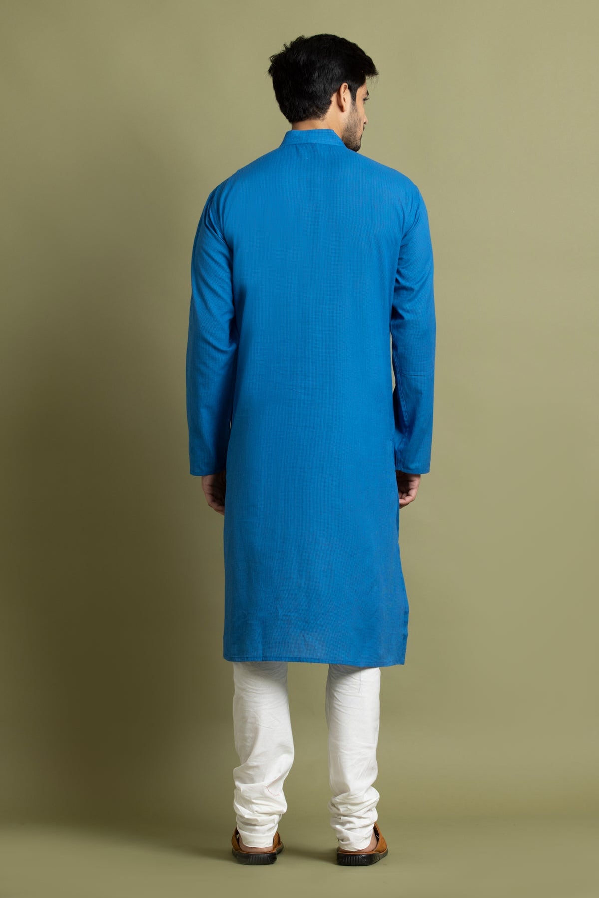 Blue Checked Straight Kurta