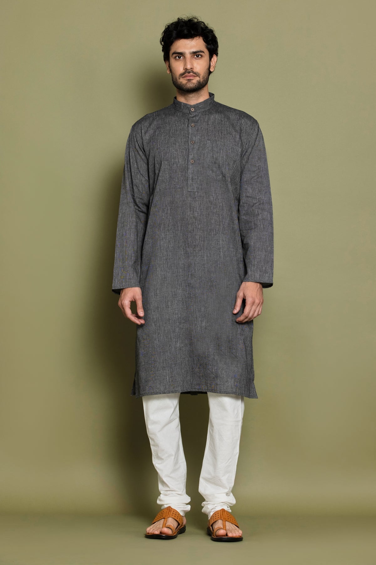 Grey Handloom Kurta