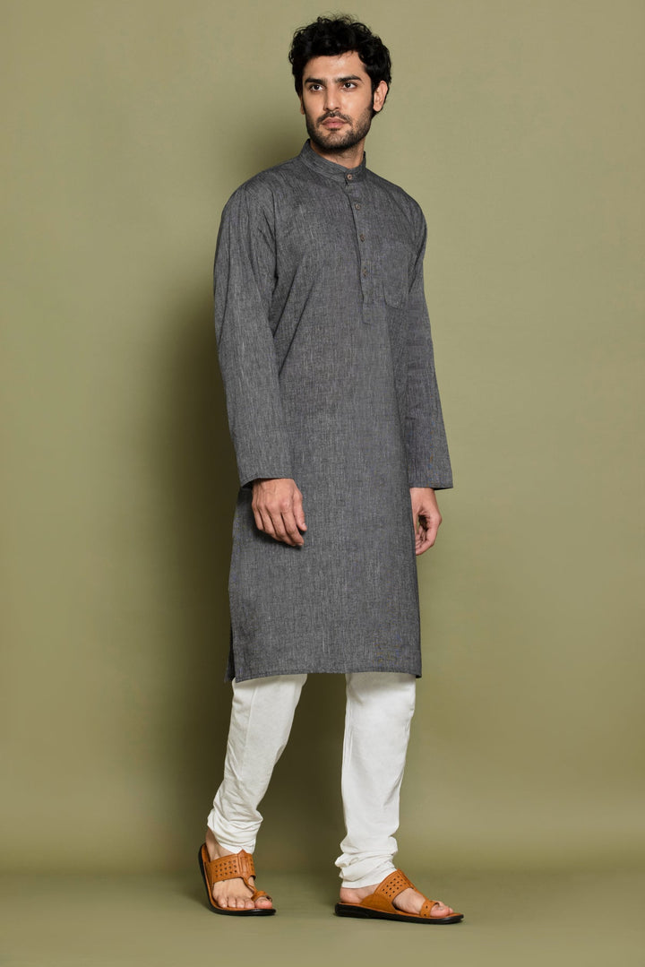 Grey Handloom Kurta