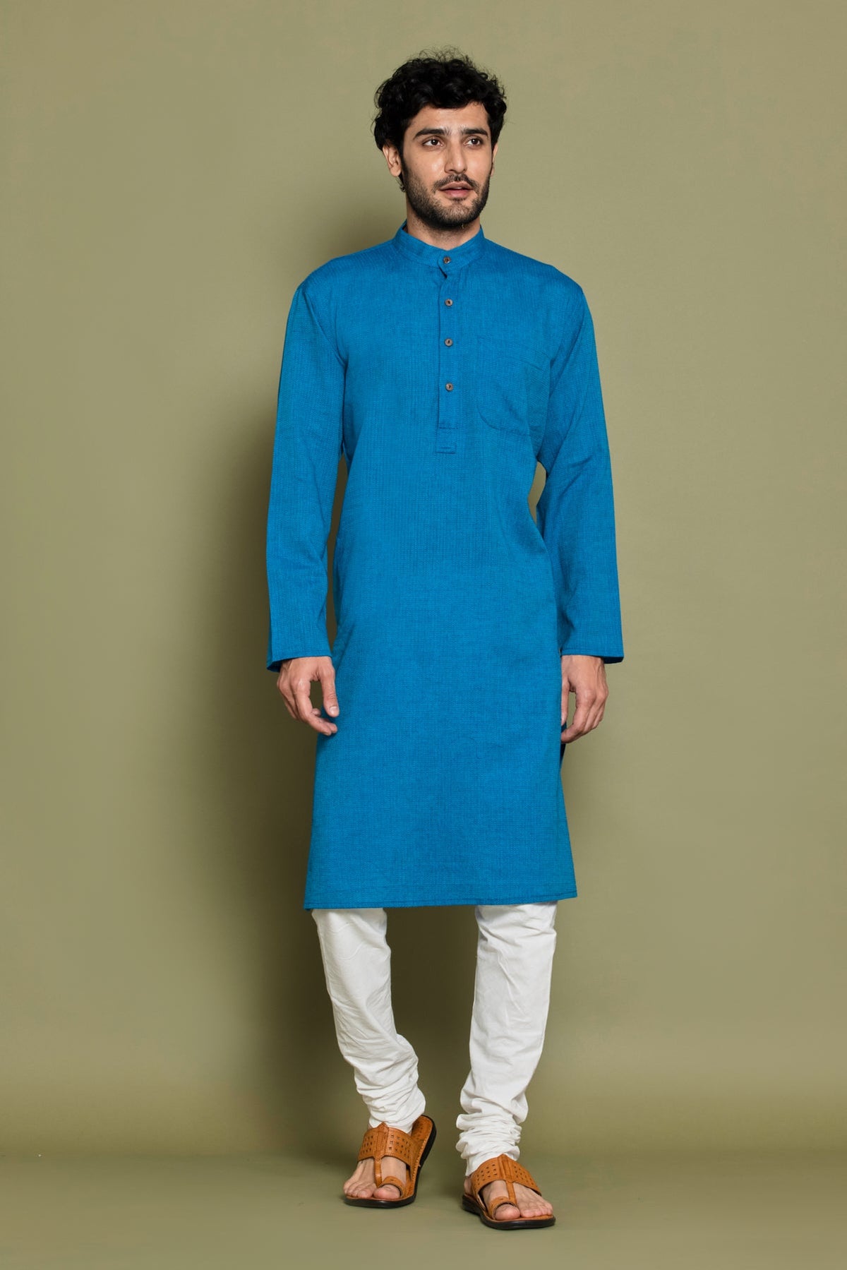 Firozi Checked Straight Kurta