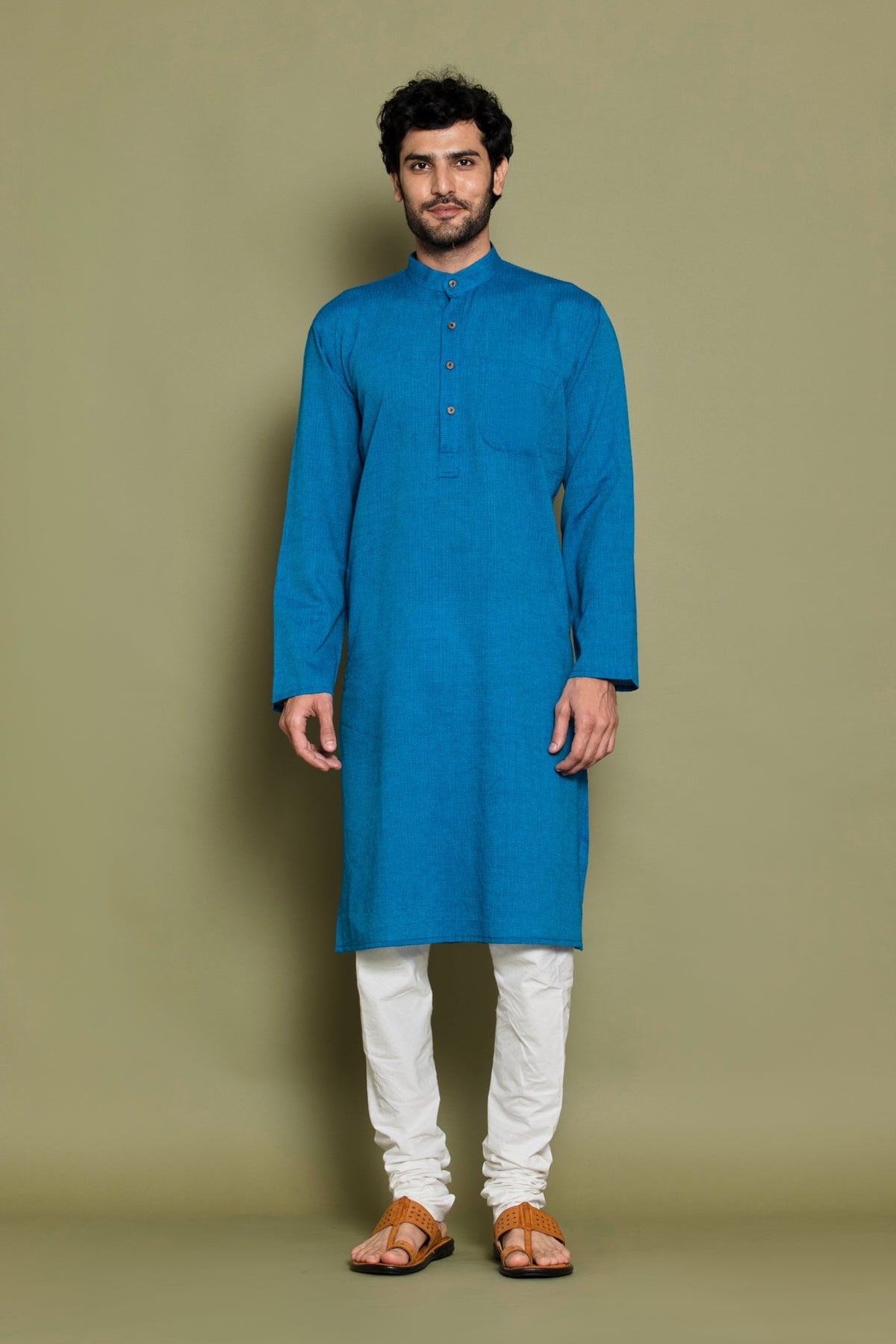 Firozi Checked Straight Kurta