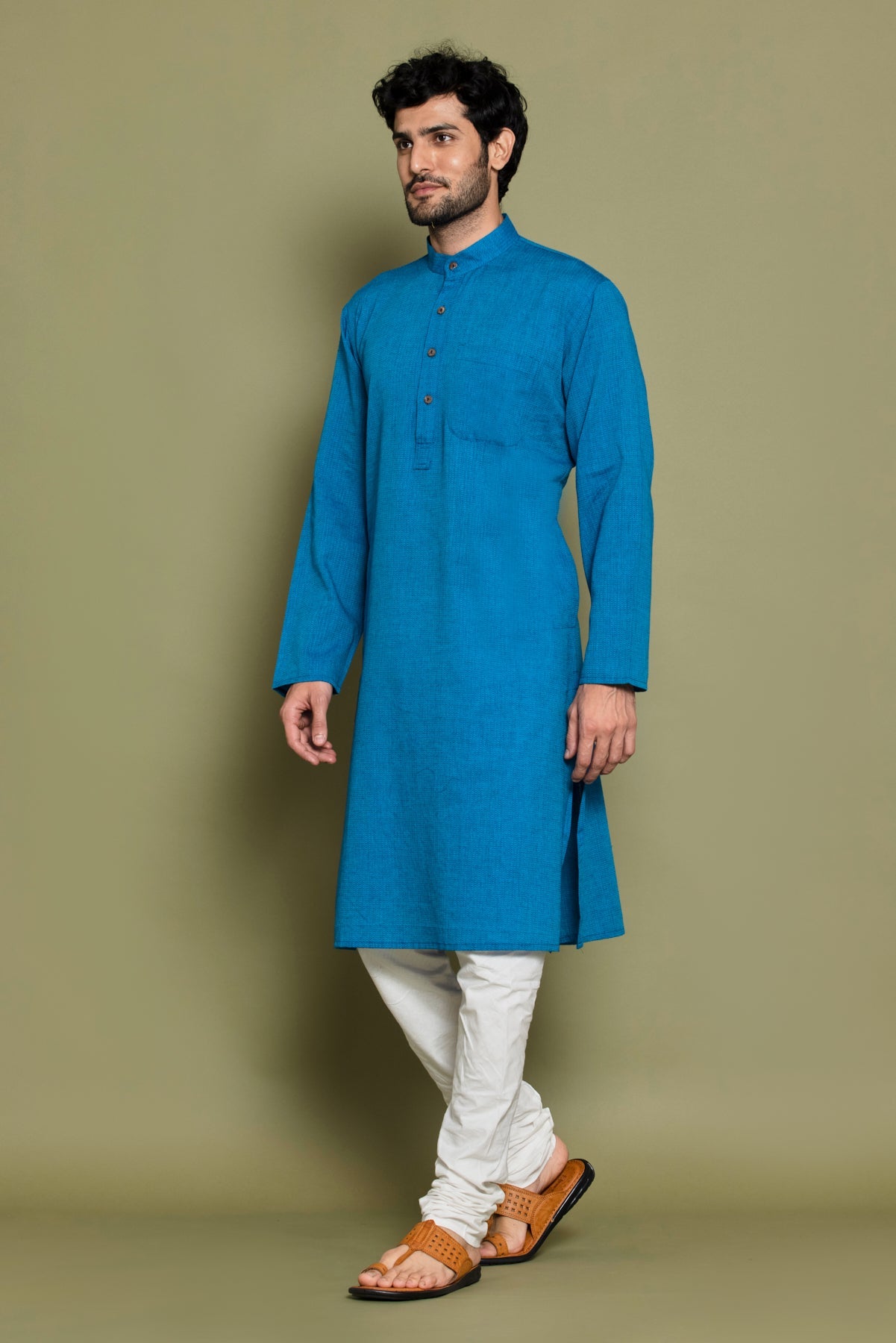 Firozi Checked Straight Kurta