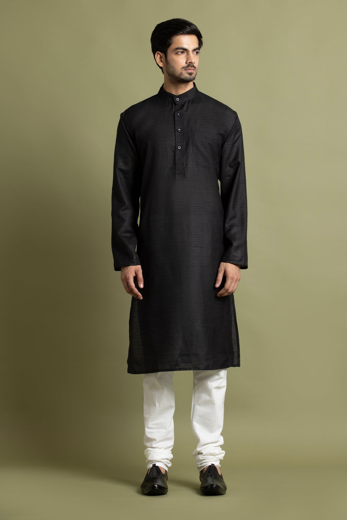 Black Handloom Kurta