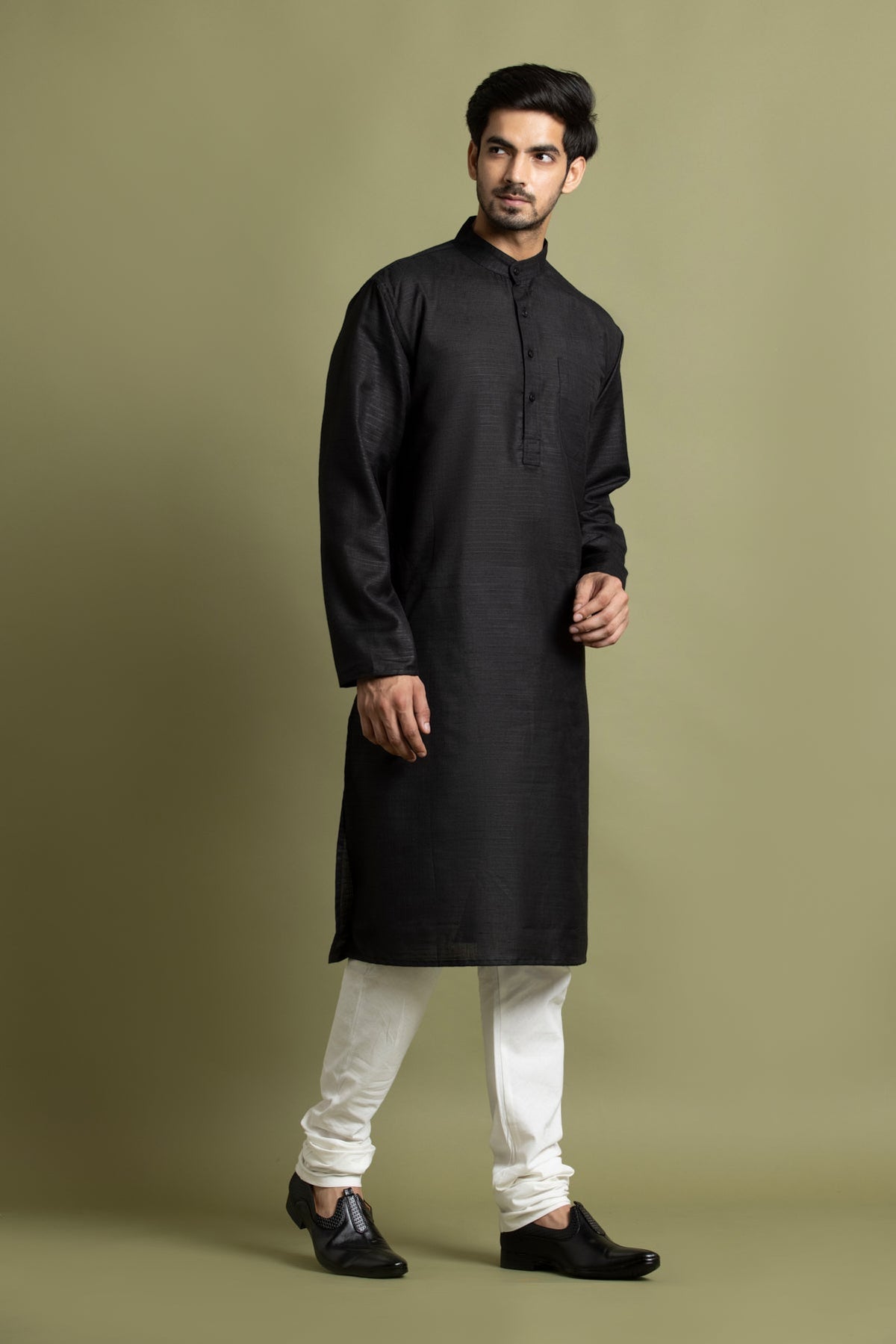 Black Handloom Kurta