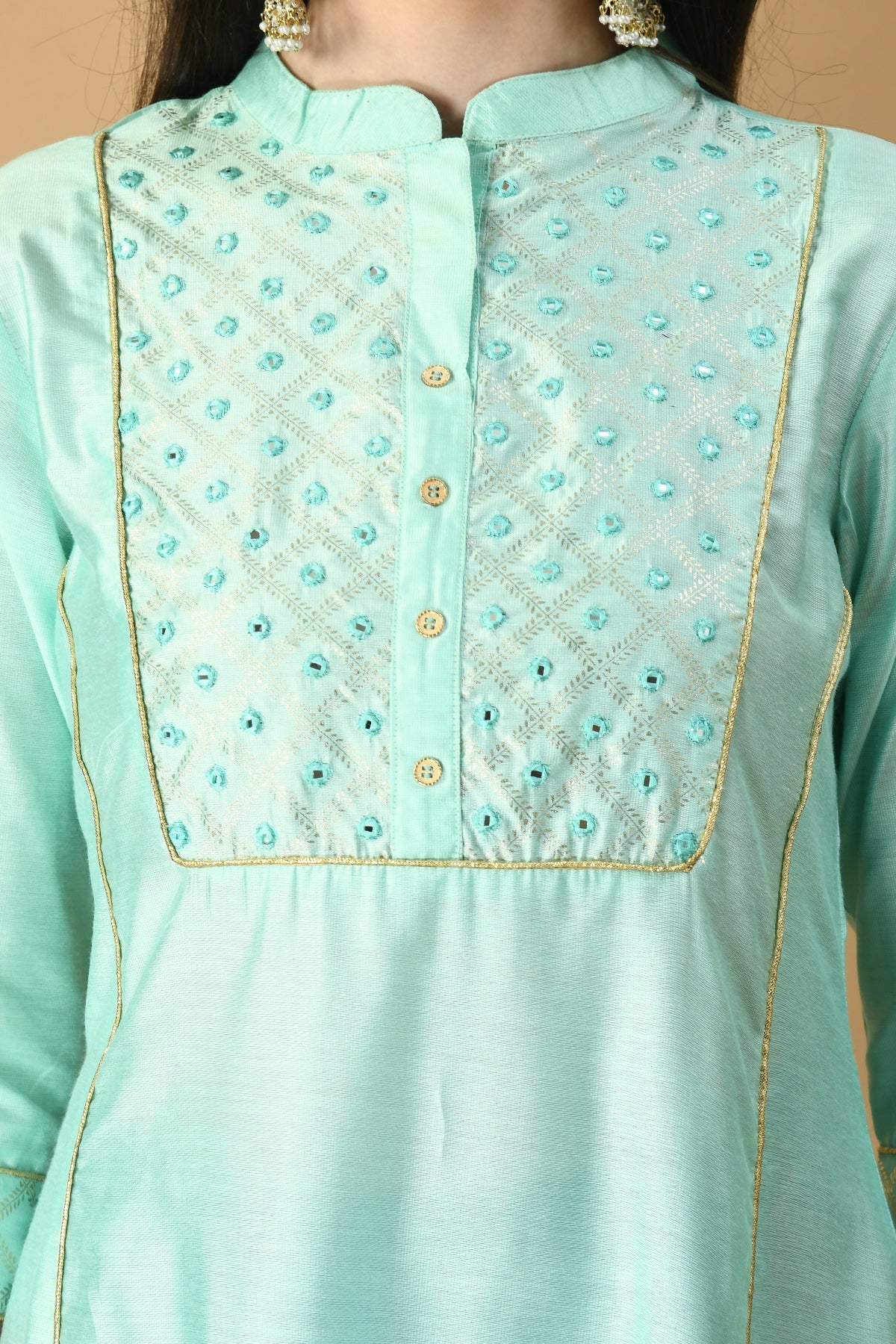 Turquoise Green Printed Kurta
