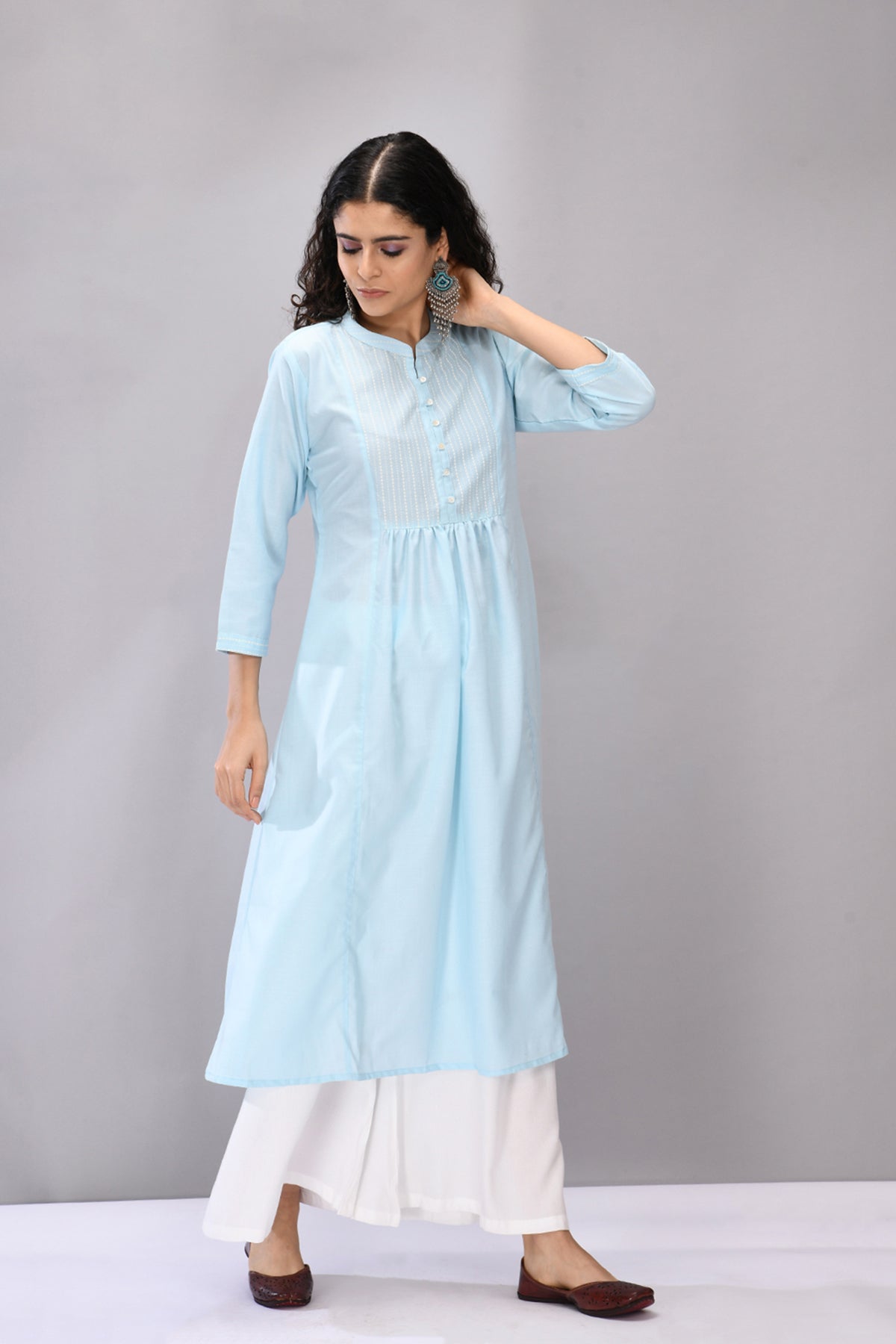 Blue White Printed Kurta