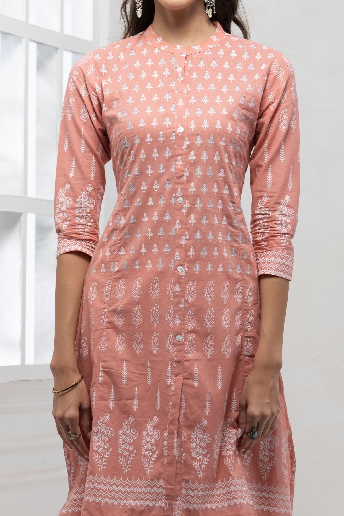Peach Printed Kurta