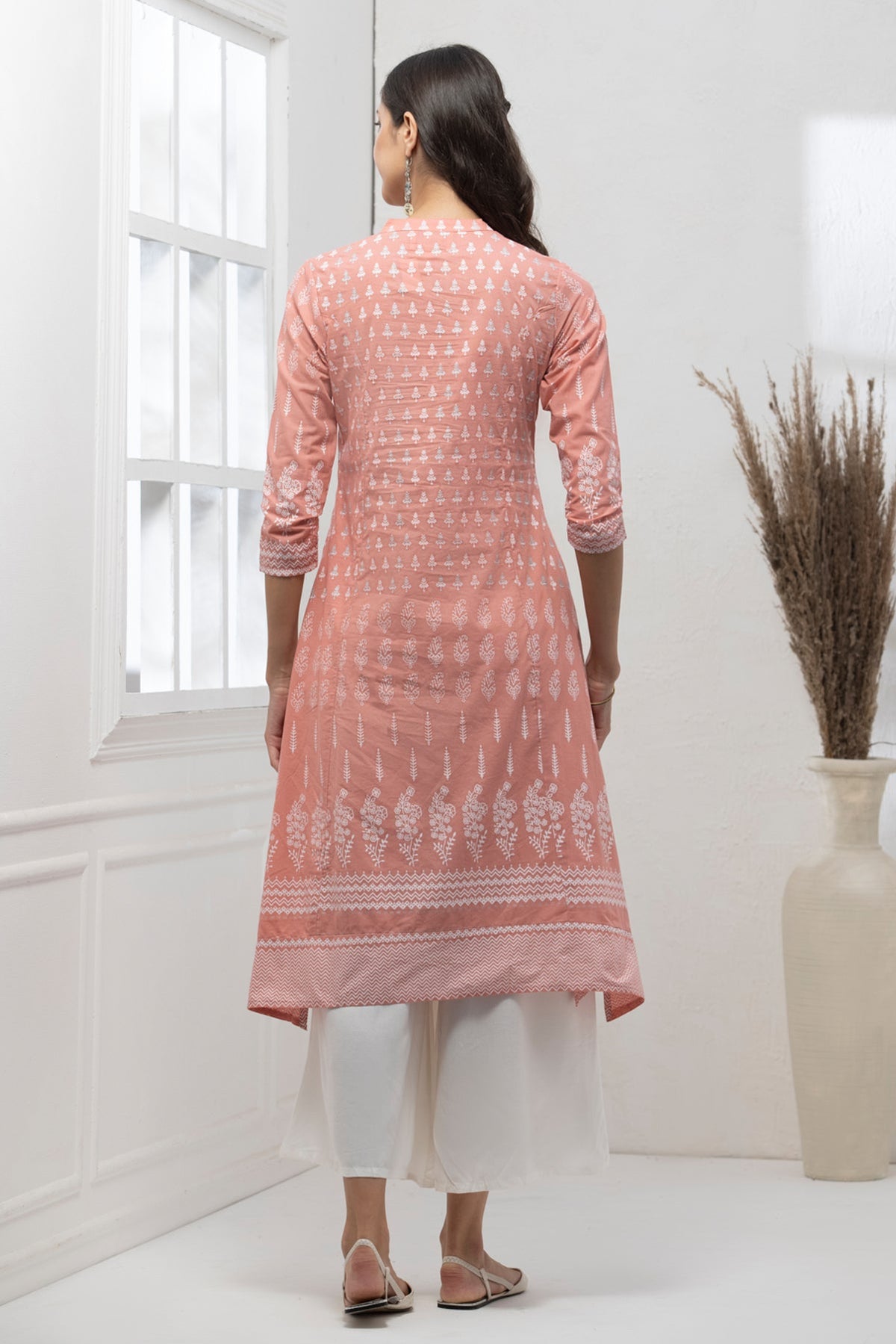 Peach Printed Kurta