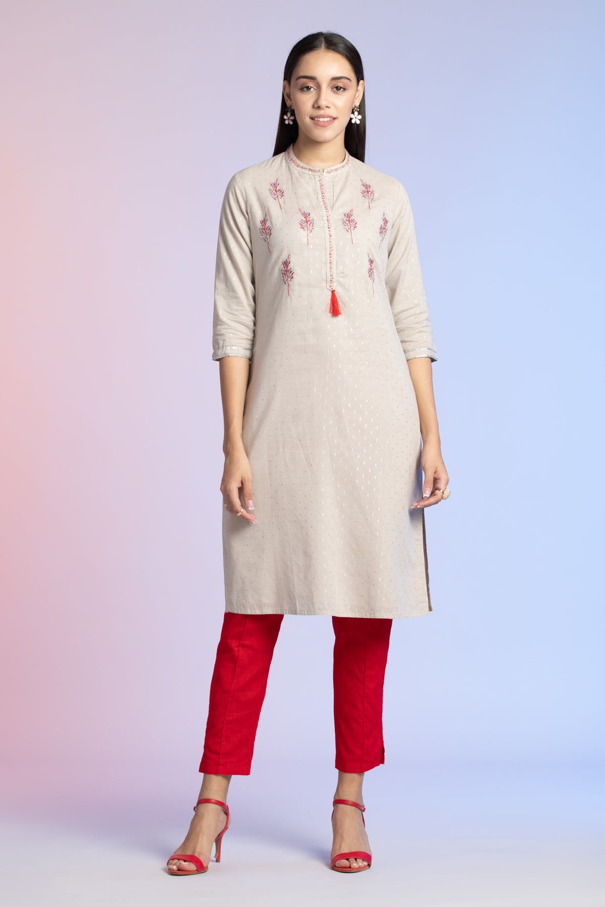 Grey Straight Kurta