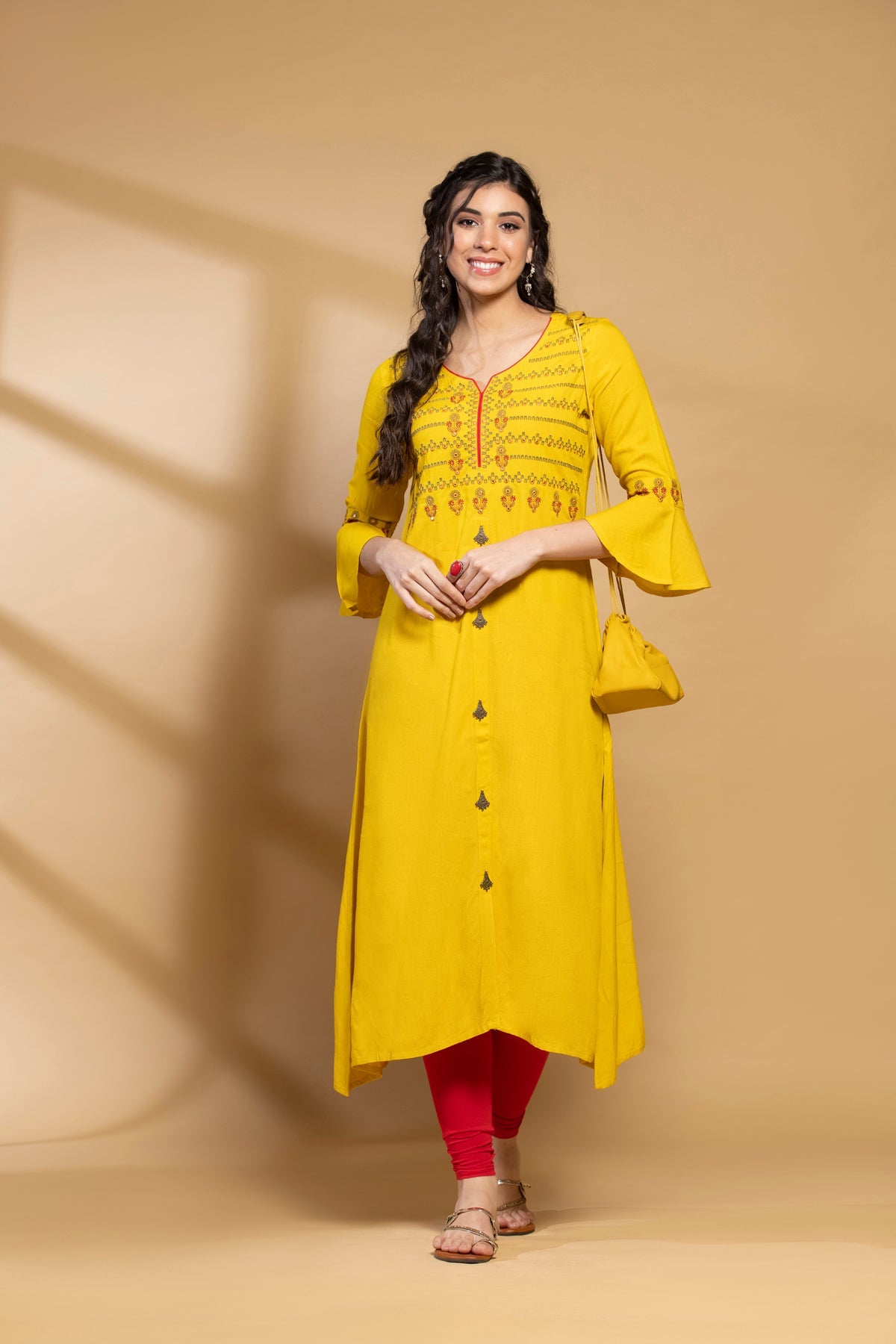 Mustard Embroidered Dress