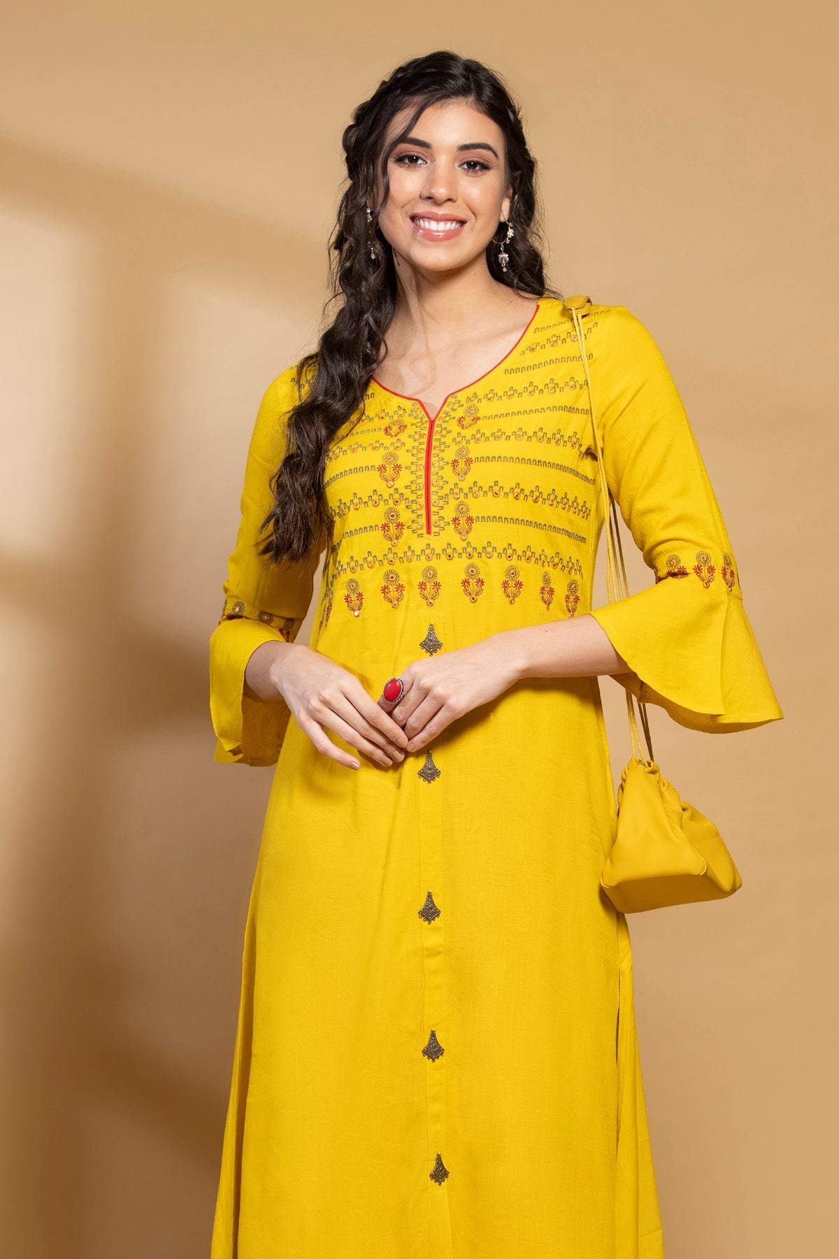 Mustard Embroidered Dress