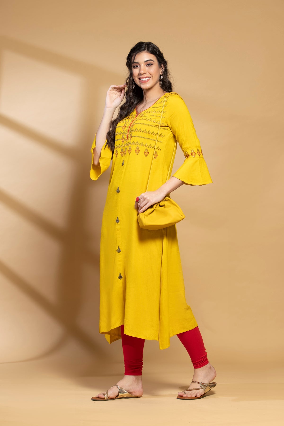 Mustard Embroidered Dress